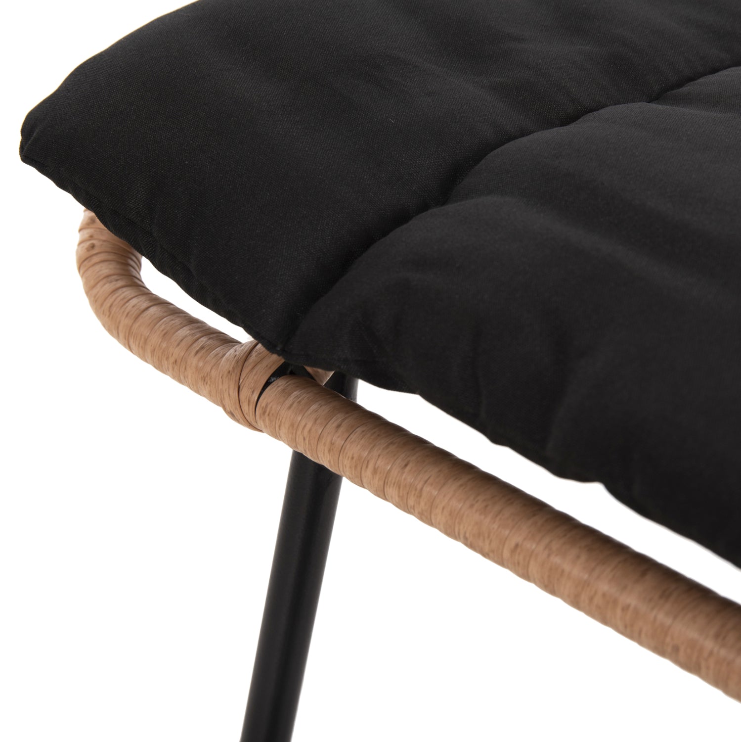 Бар стол Алегра с метална и черно-бежова плетена възглавница 46x46x99см