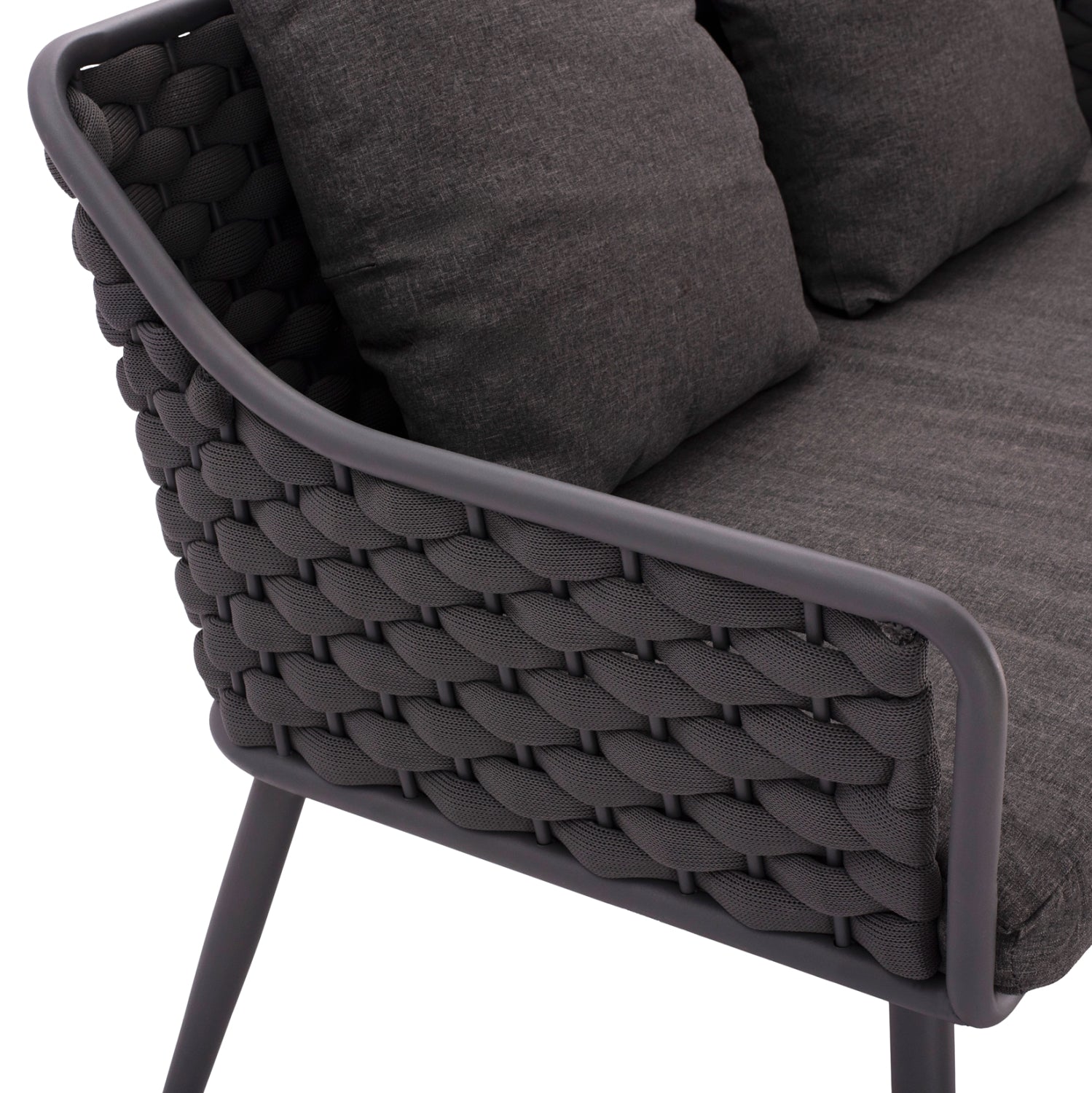 Градински сет Скайли 4 бр сив цвят диван ,2 кресла и маса 100x60x44 см.