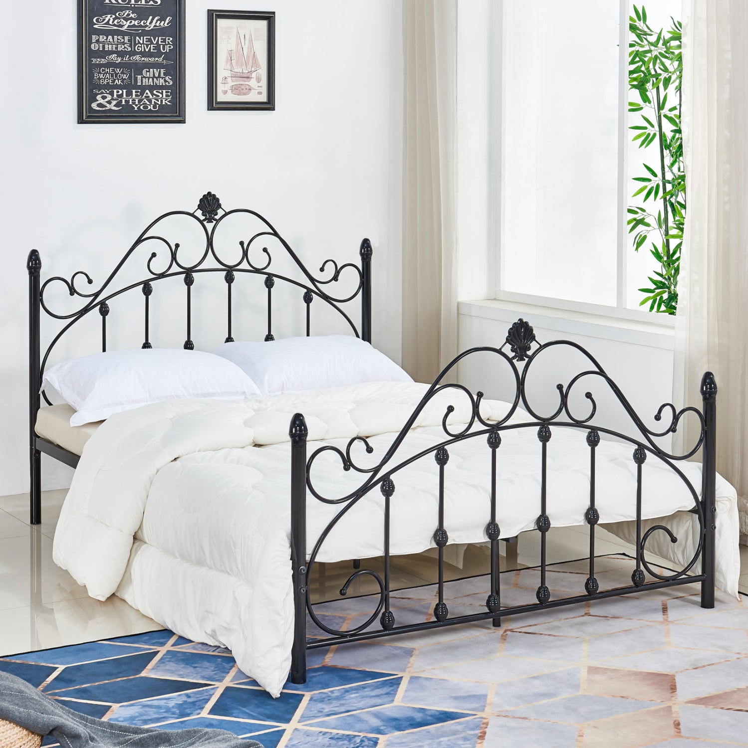 Метално легло MADEN черен цвят 150х200 см