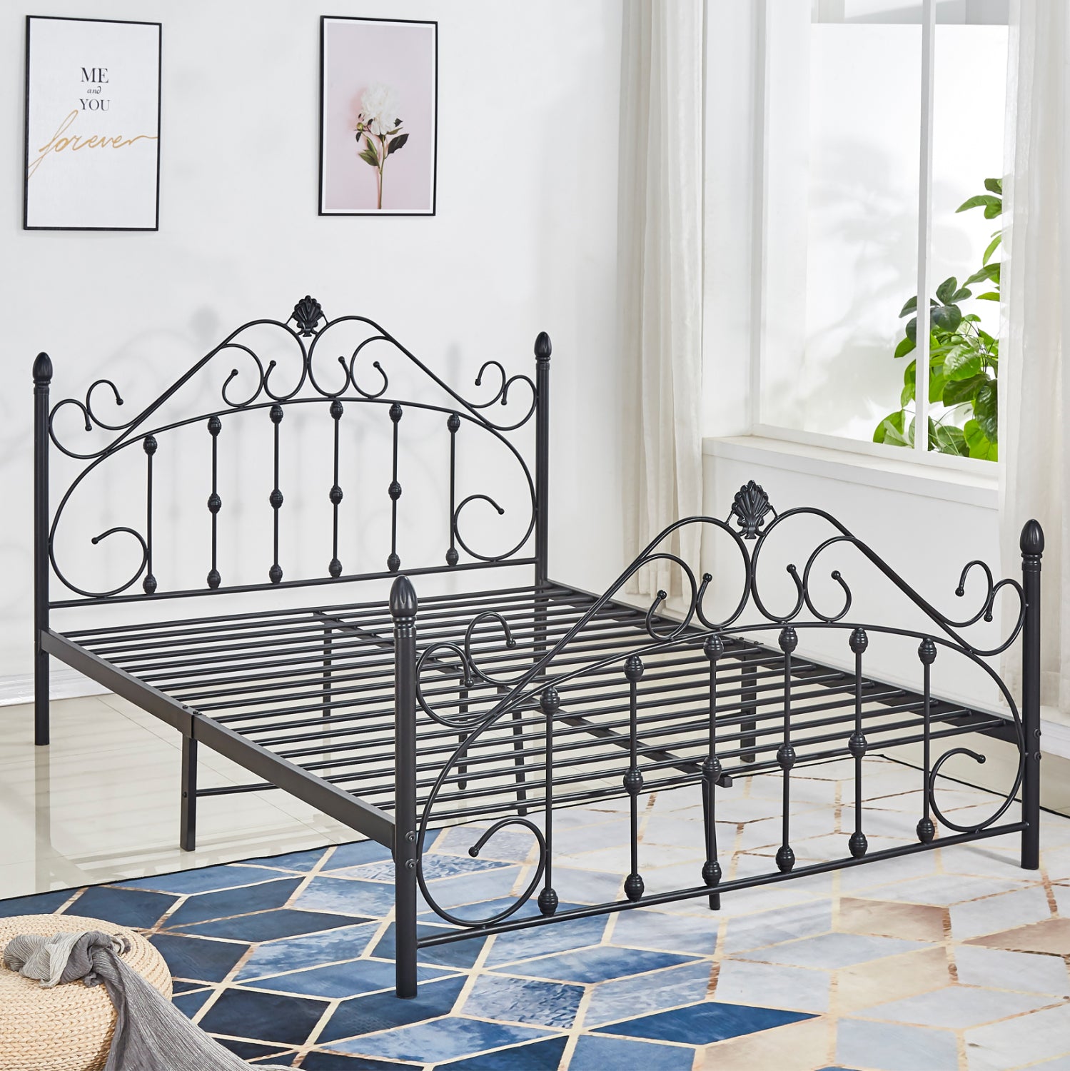 Метално легло MADEN черен цвят 150х200 см