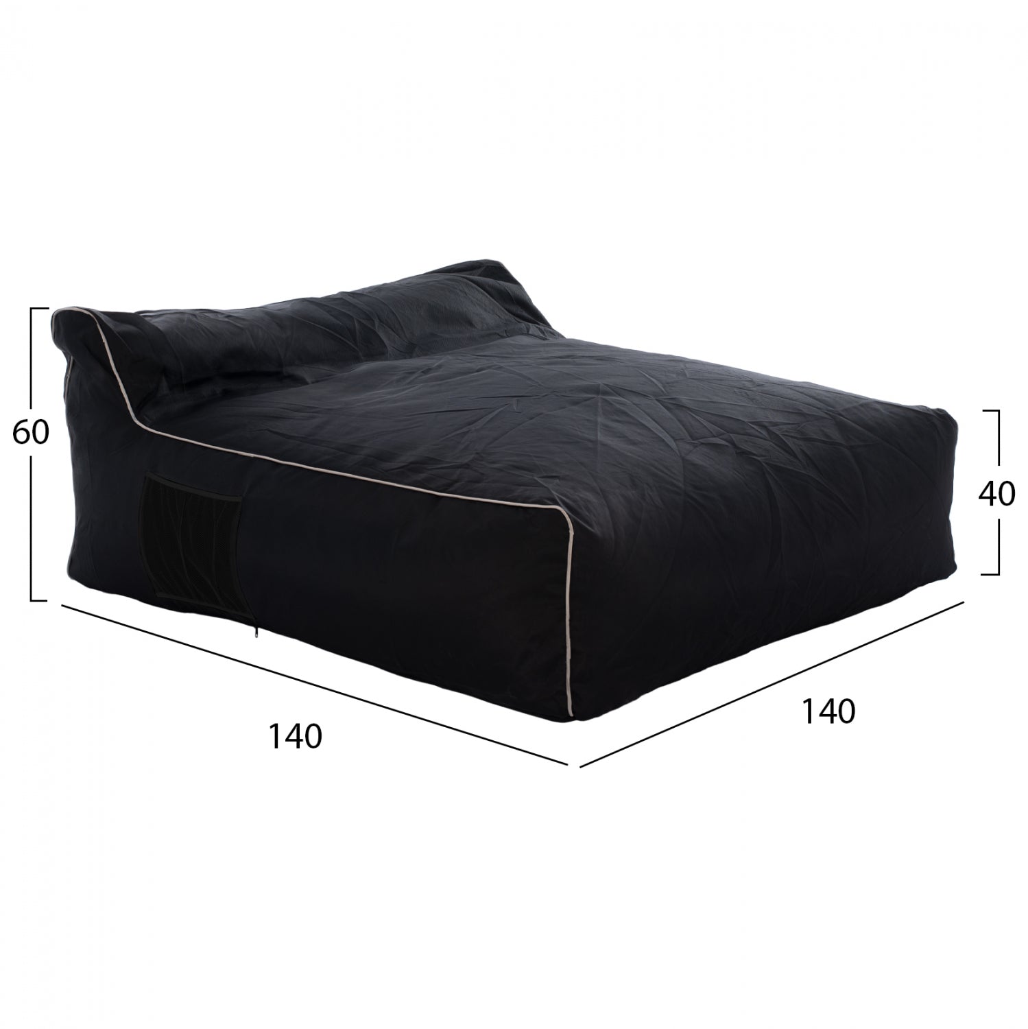 Пуф YAMIN 100% водоустойчив черен цвят 140x140x40-60