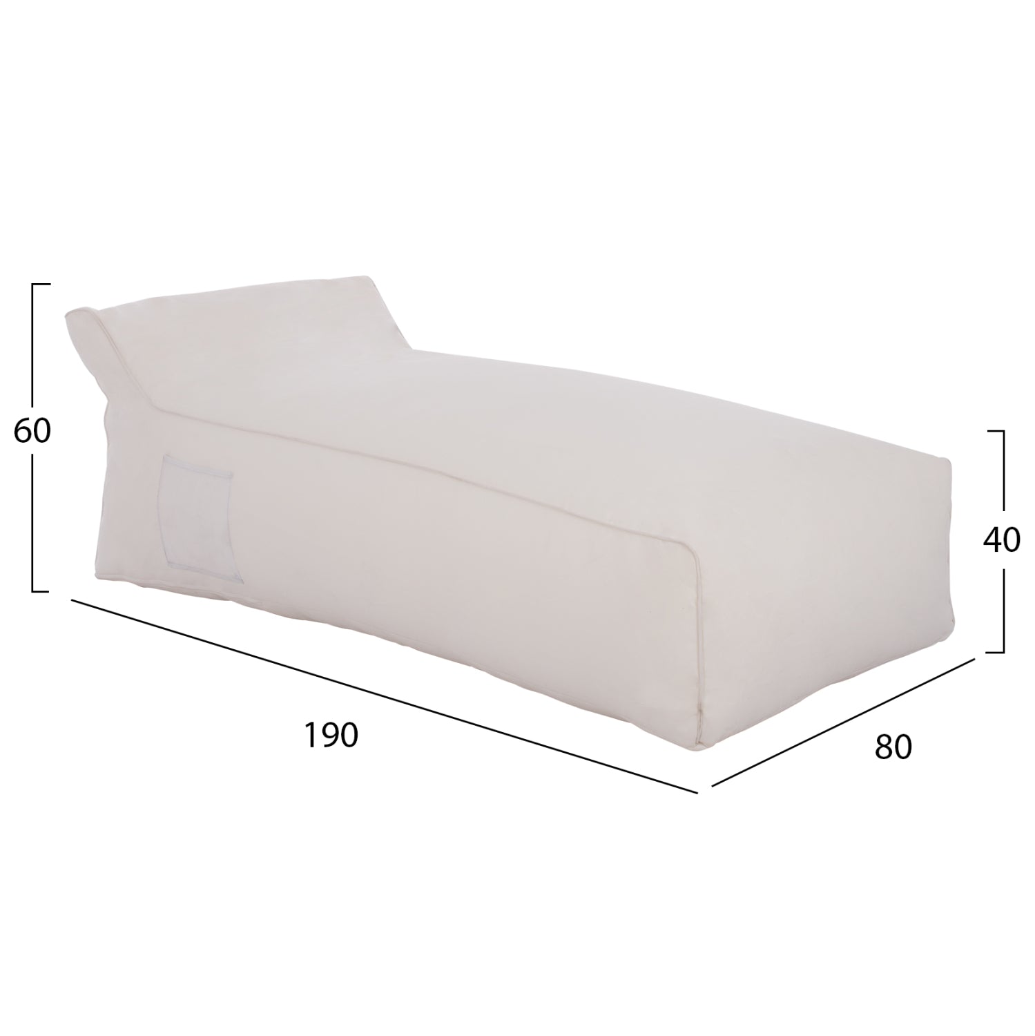 Пуф 100% водоустойчив бял цвят 190x80x40-60