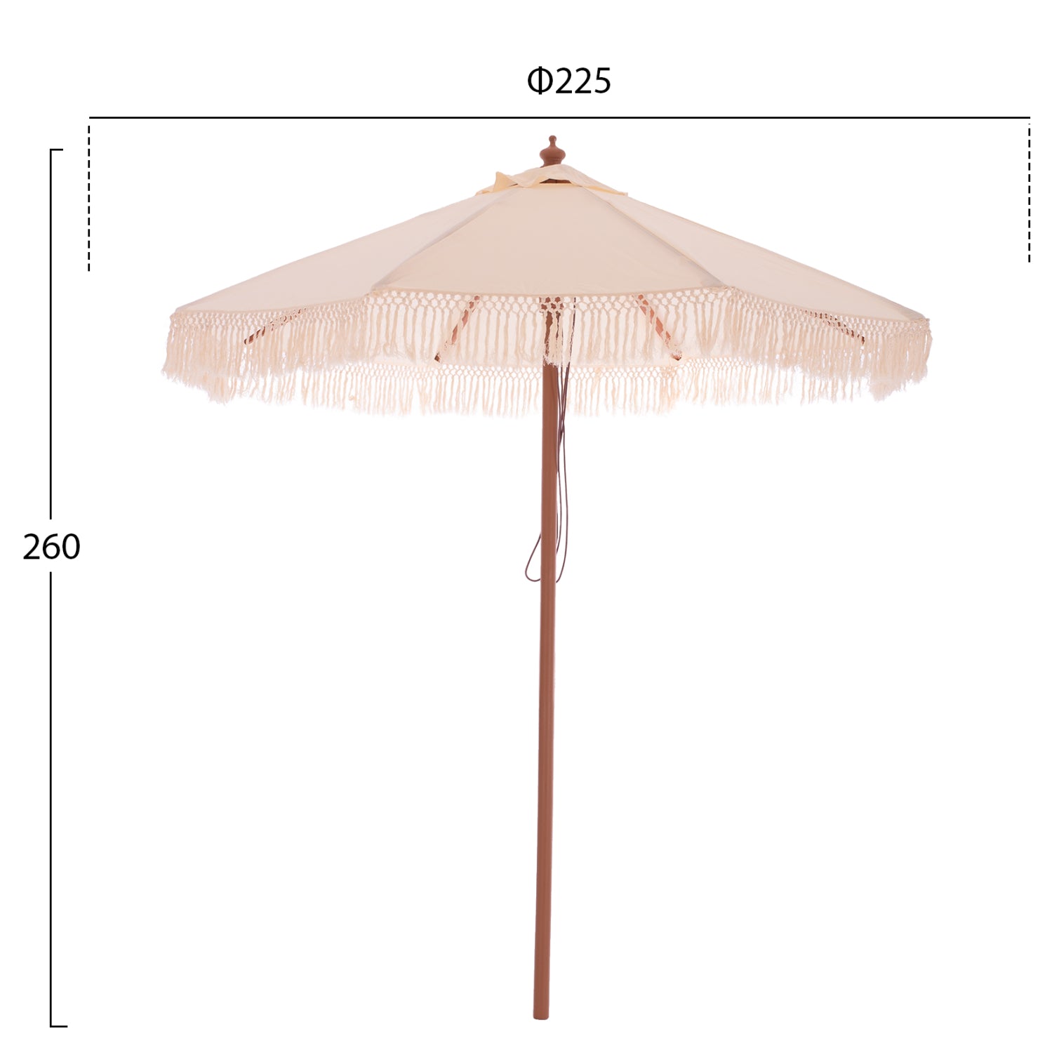 Чадър Φ225X2.60 макраме с ресни