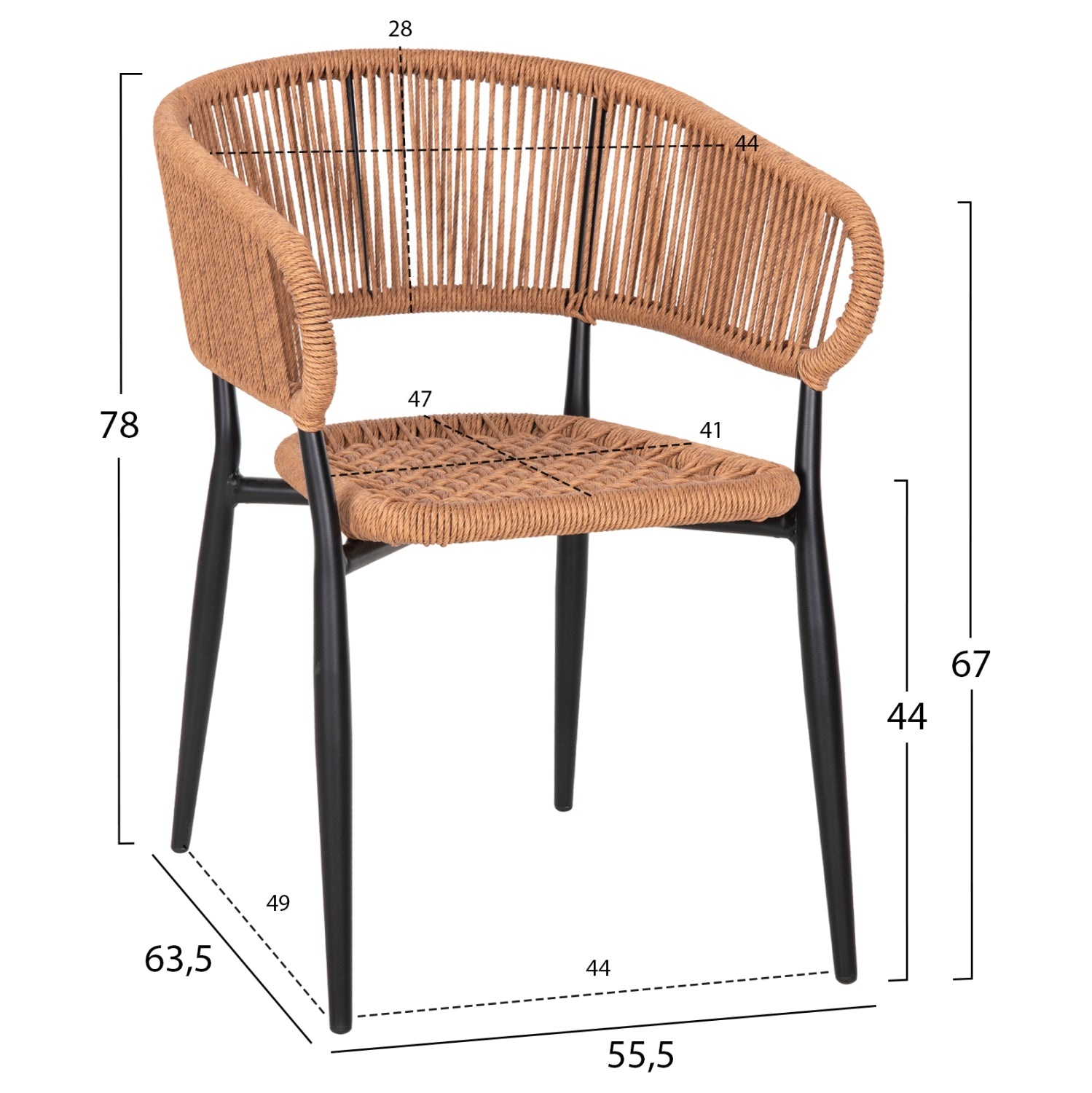 Алуминиево кресло EULO цвят бежов-черен 55,5x63,5x78