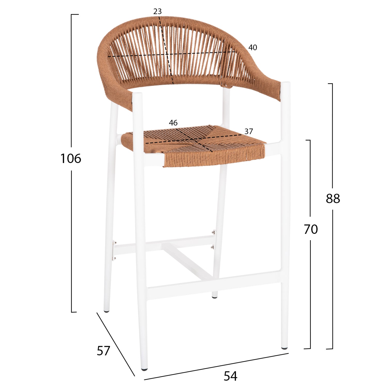 Бар стол GREGG цвят бял-бежов 55x57x106см.