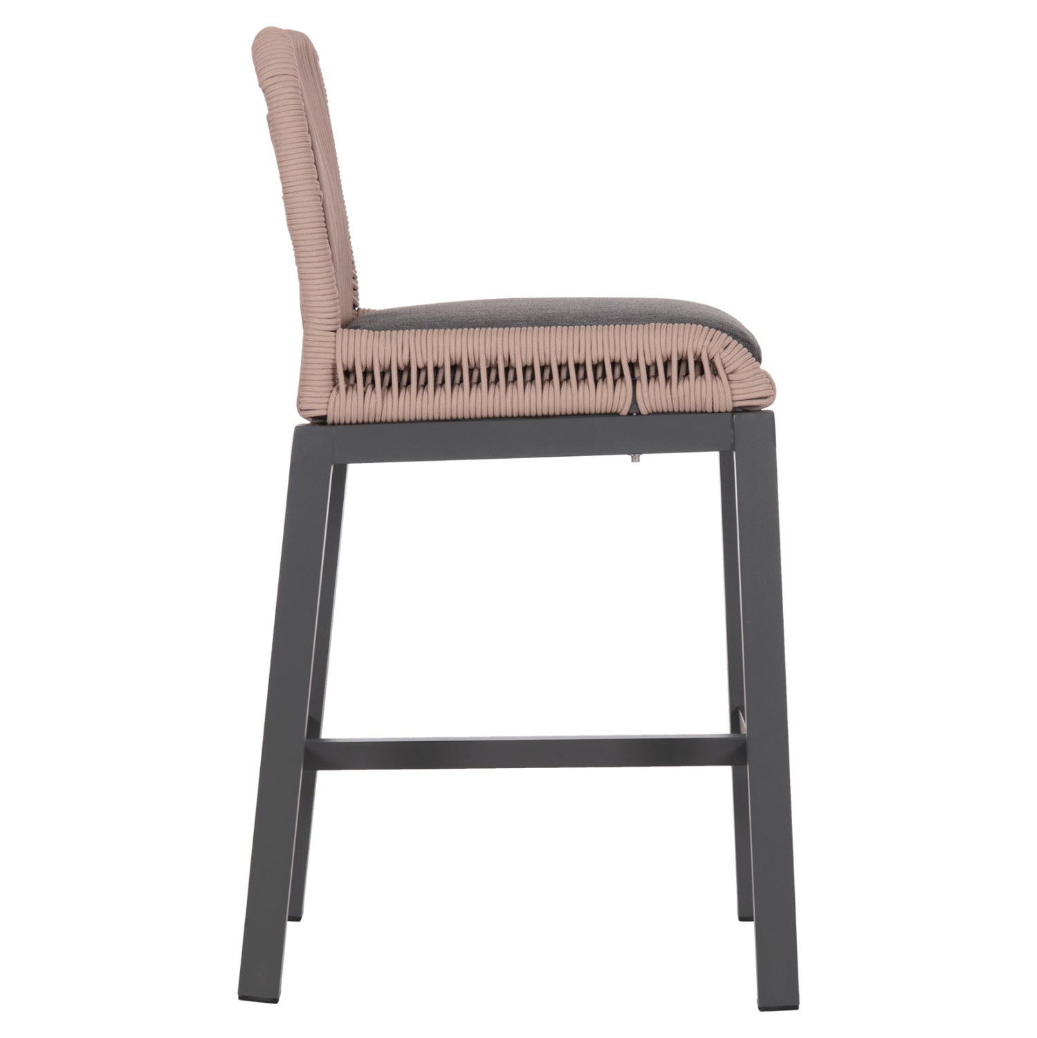 Бар стол Howard антрацит, алуминий - бежово, с въже, 47.5x55x94.5 см