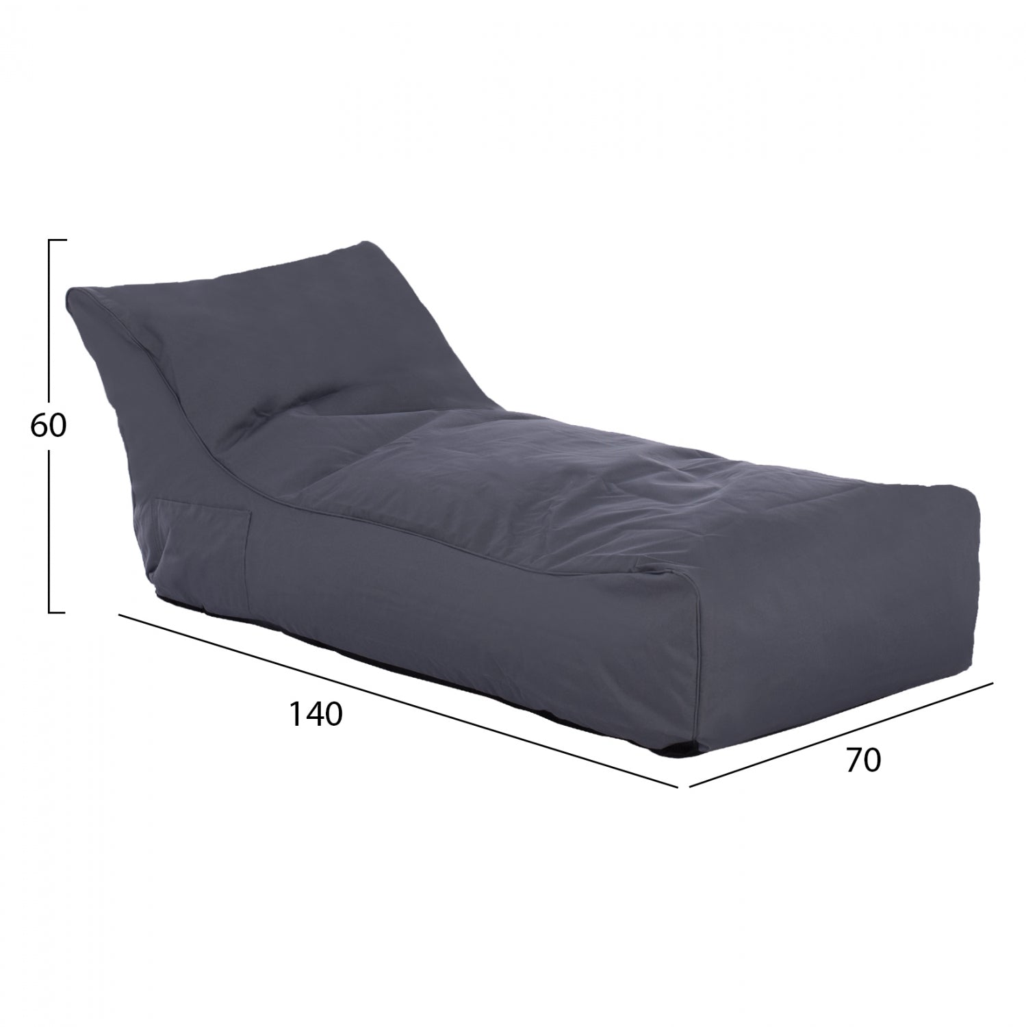 Пуф Алоха сив цвят 100% водоустойчив 140x70x60см