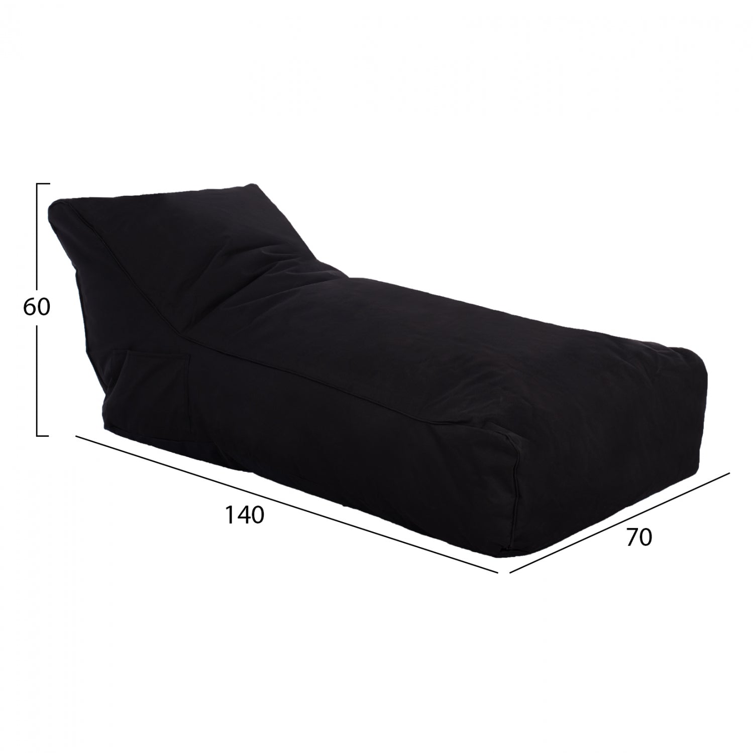 Пуф Алоха черен цвят 100% водоустойчив 140x70x60h-см