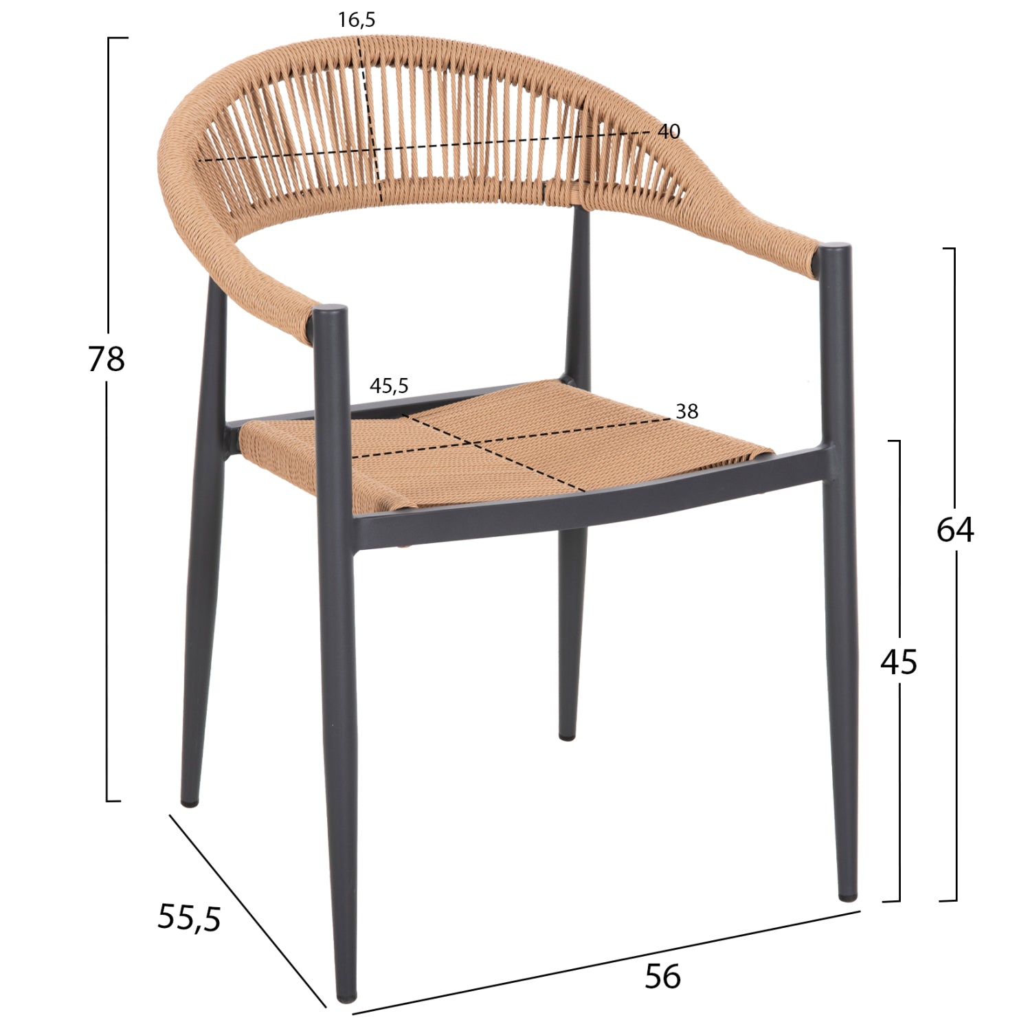 Кресло GRET -цвят бежов-антрацит 56x55,5x78