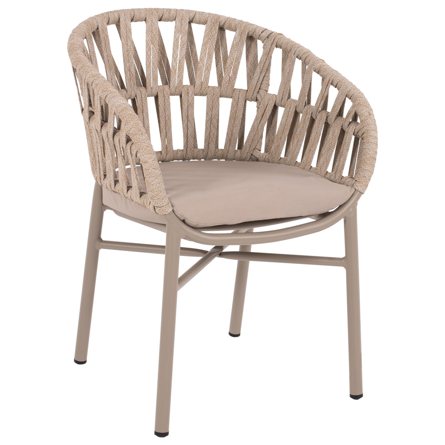 Кресло алуминиево с въже цвят мока 57x56x78