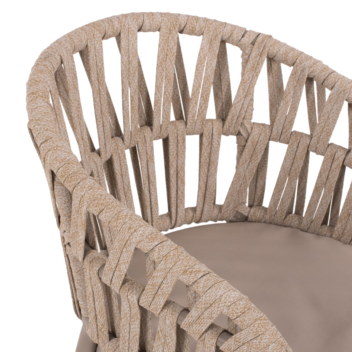 Кресло алуминиево с въже цвят мока 57x56x78