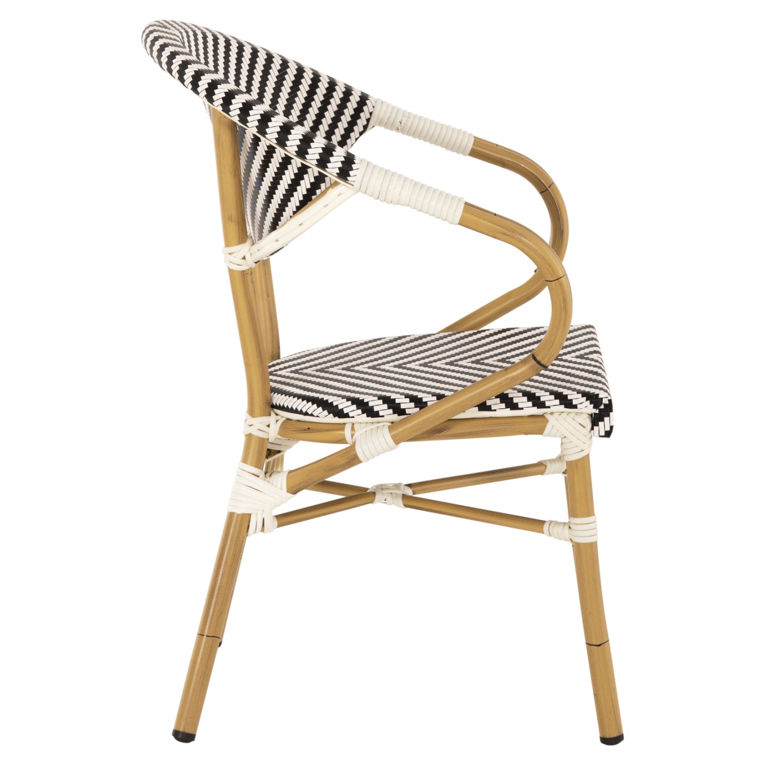 Кресло Бамбу цвят черен-бял 58.5x58x82