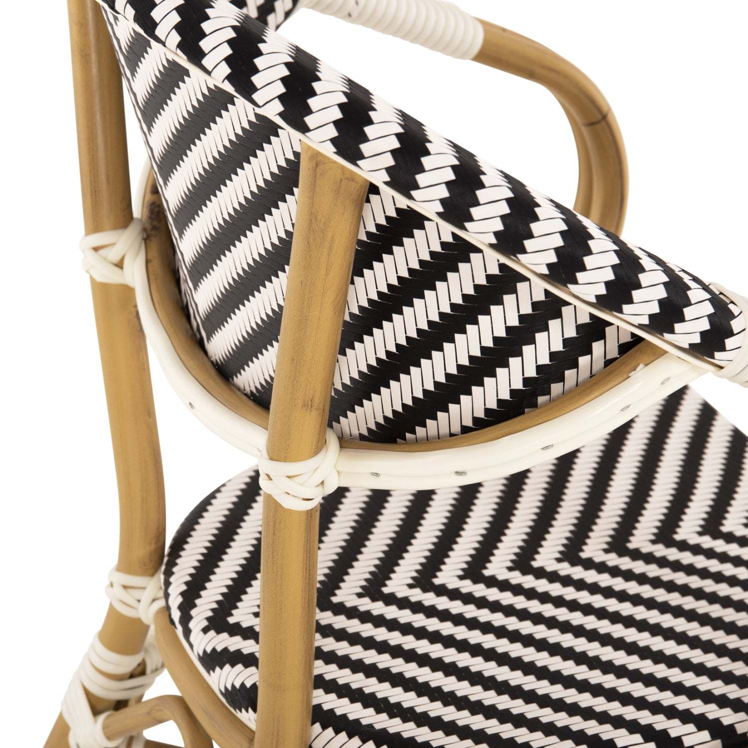 Кресло Бамбу цвят черен-бял 58.5x58x82
