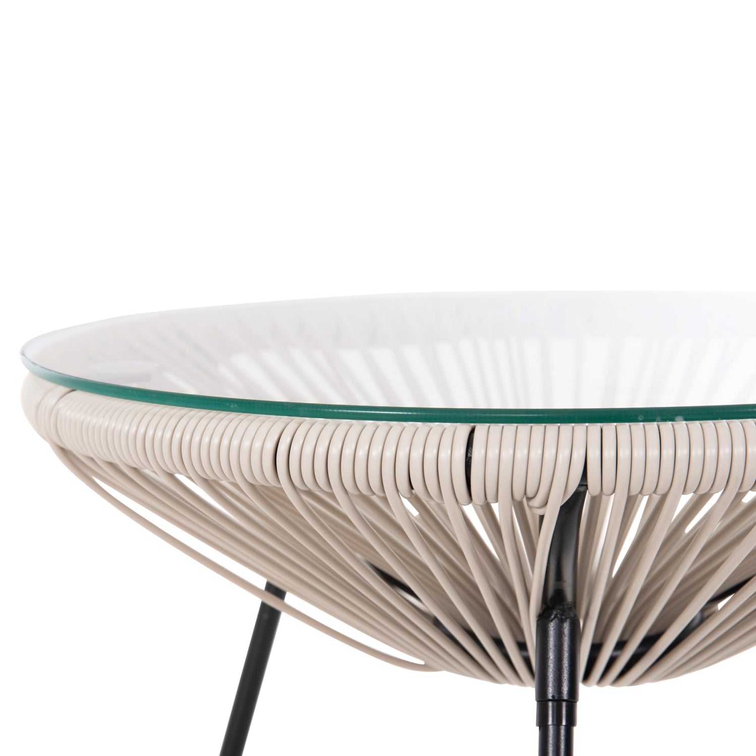 Маса Акапулко цвят бежов ратан -черен метал