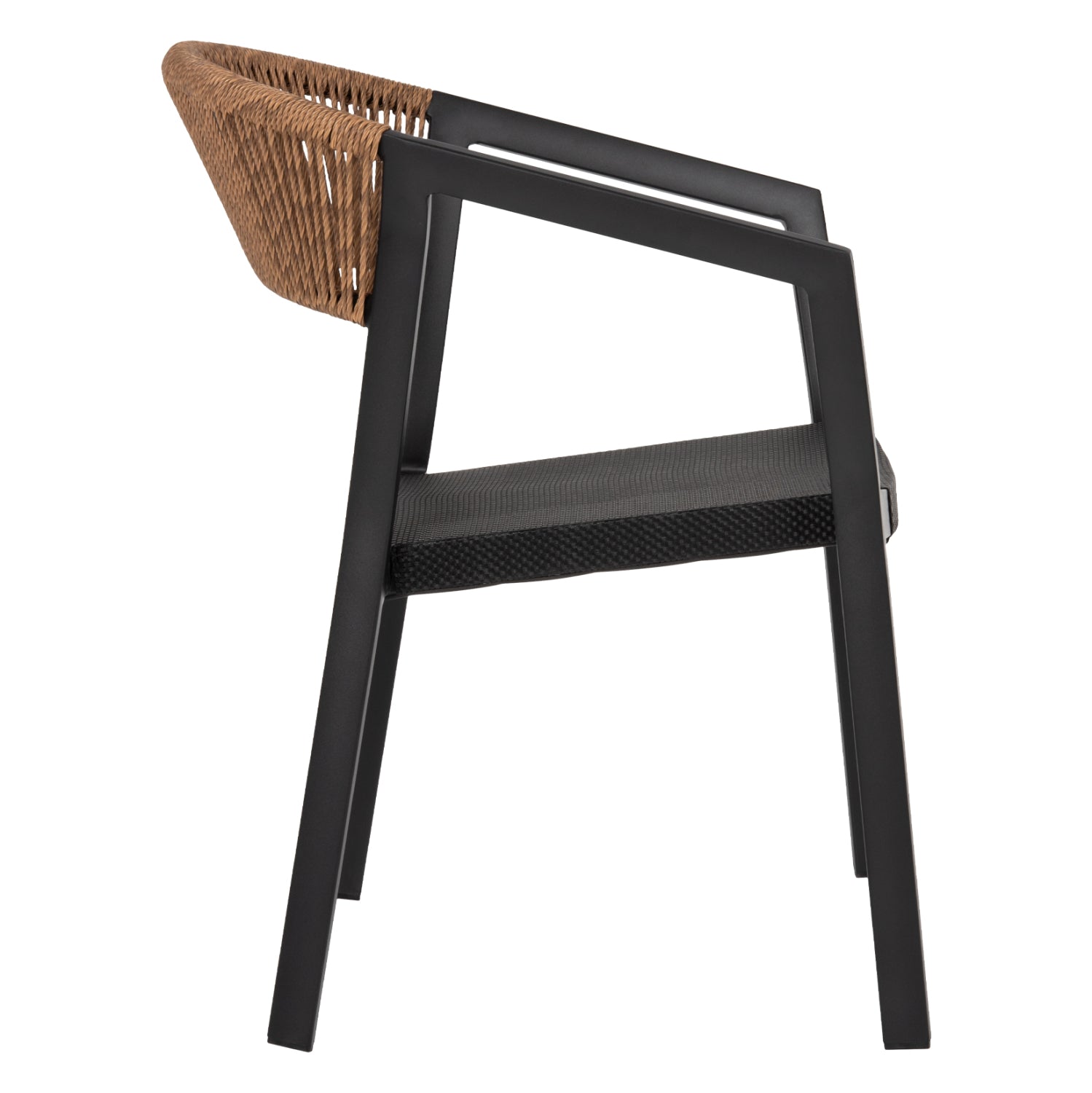 Кресло MIRI алуминий цвят черен - бежов ратан 57,5x59x81,5