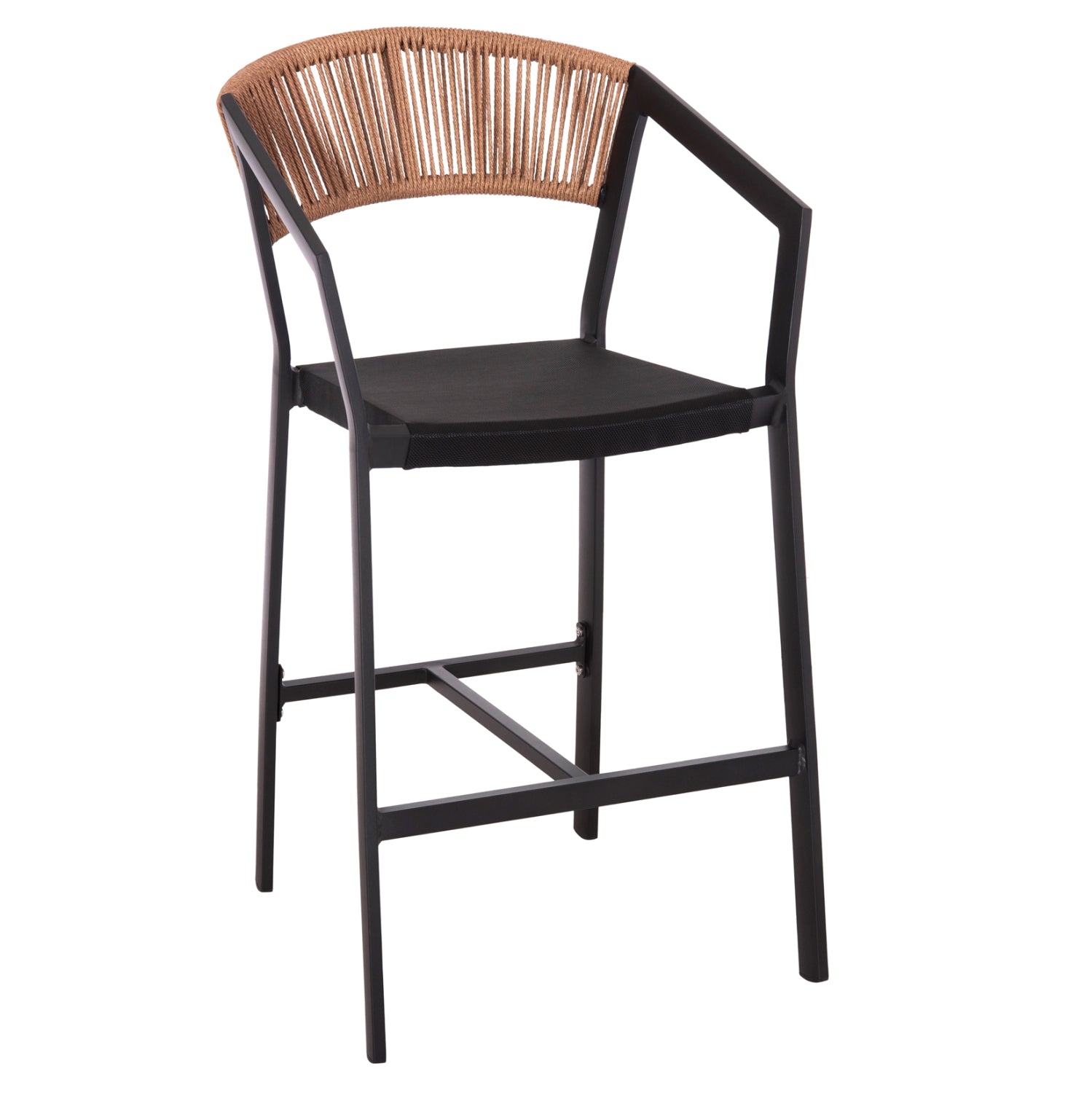 Бар стол 5892 с ратан и текстил 55x56,5x99