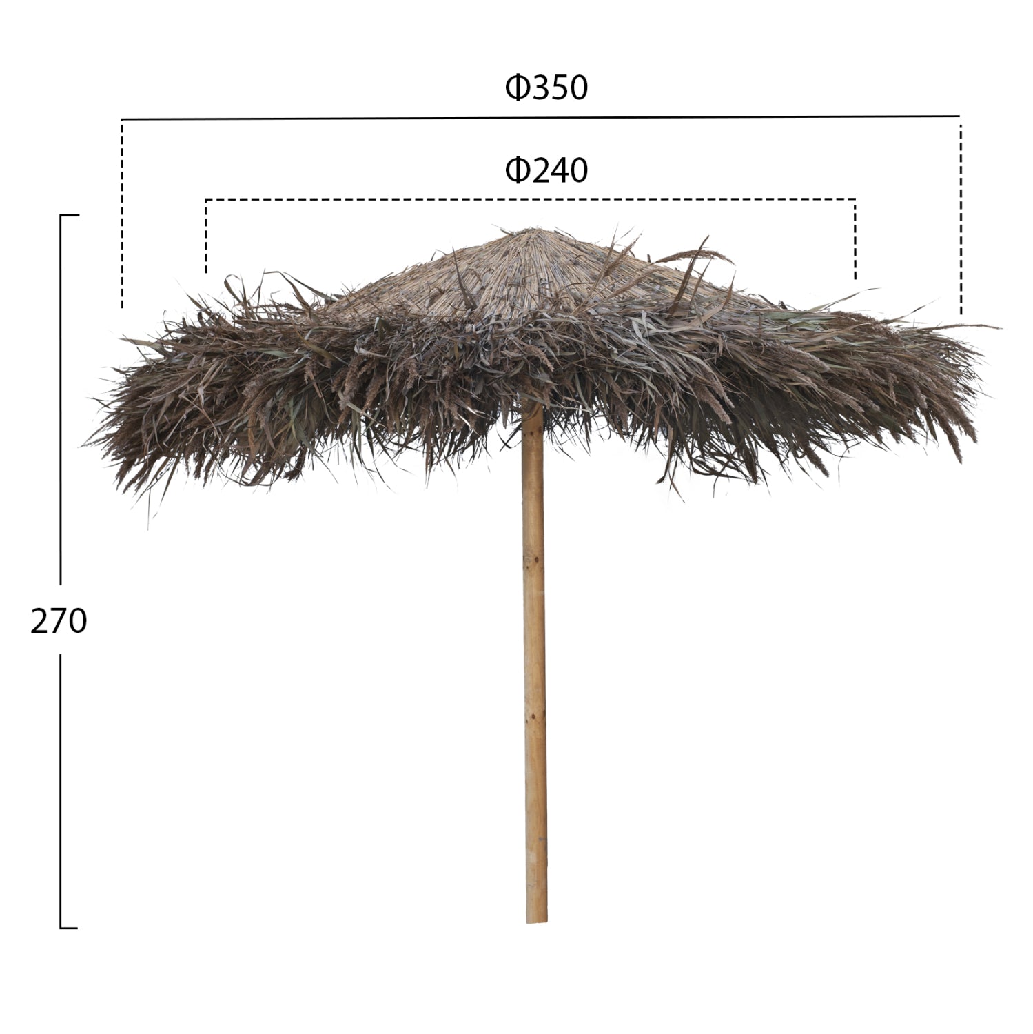 Професионален сламен чадър Φ240x270 -натурал