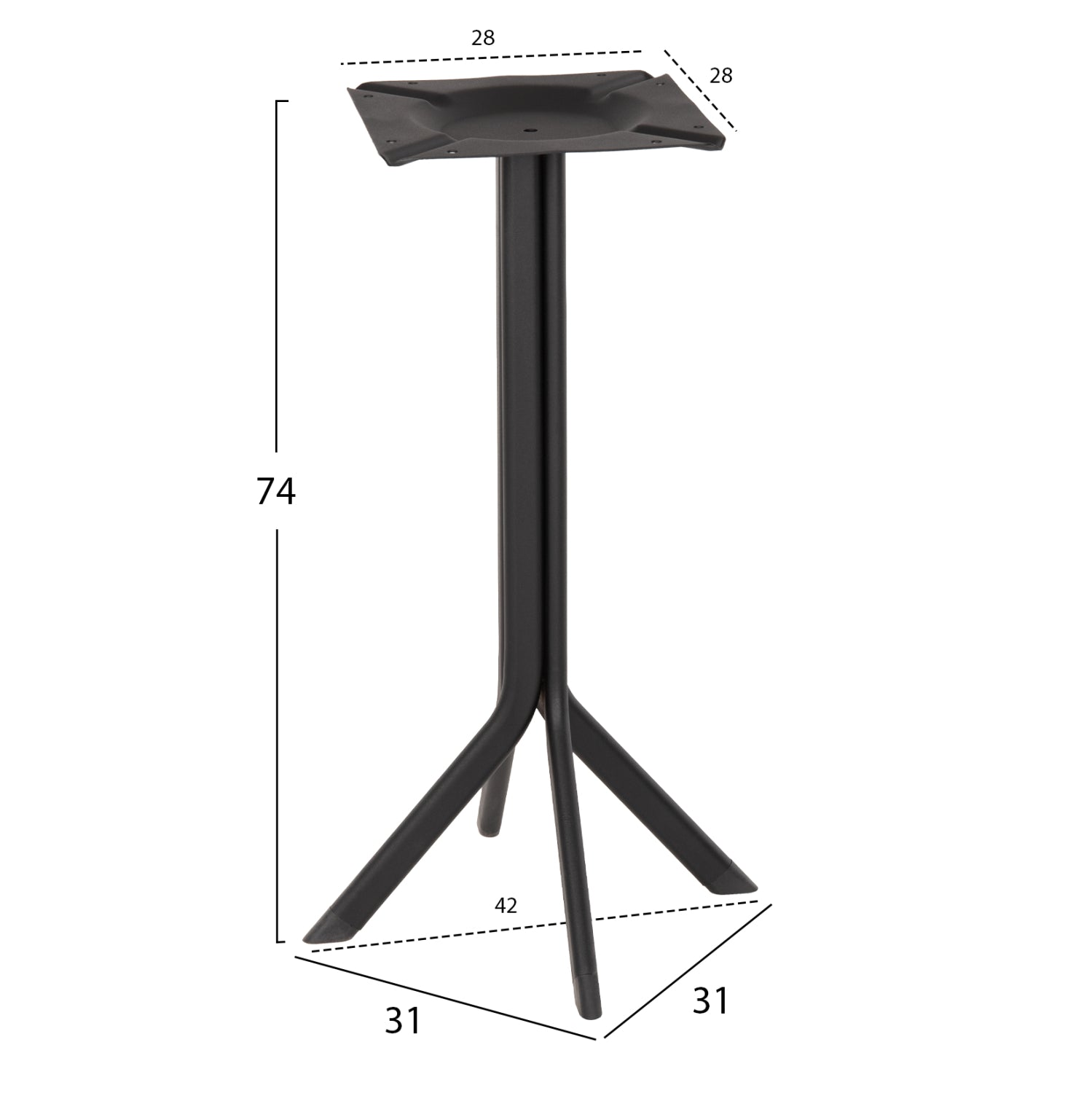 Основа  за маса черен металик КГ5919 31x31x74см.