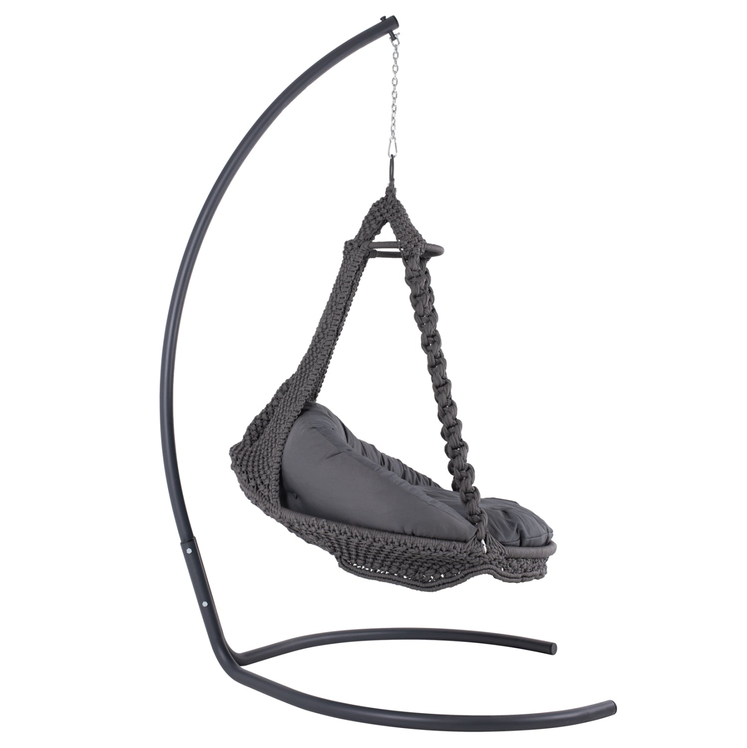 Висящо люлка August, макраме, метал, въглен, 123x113x145см.