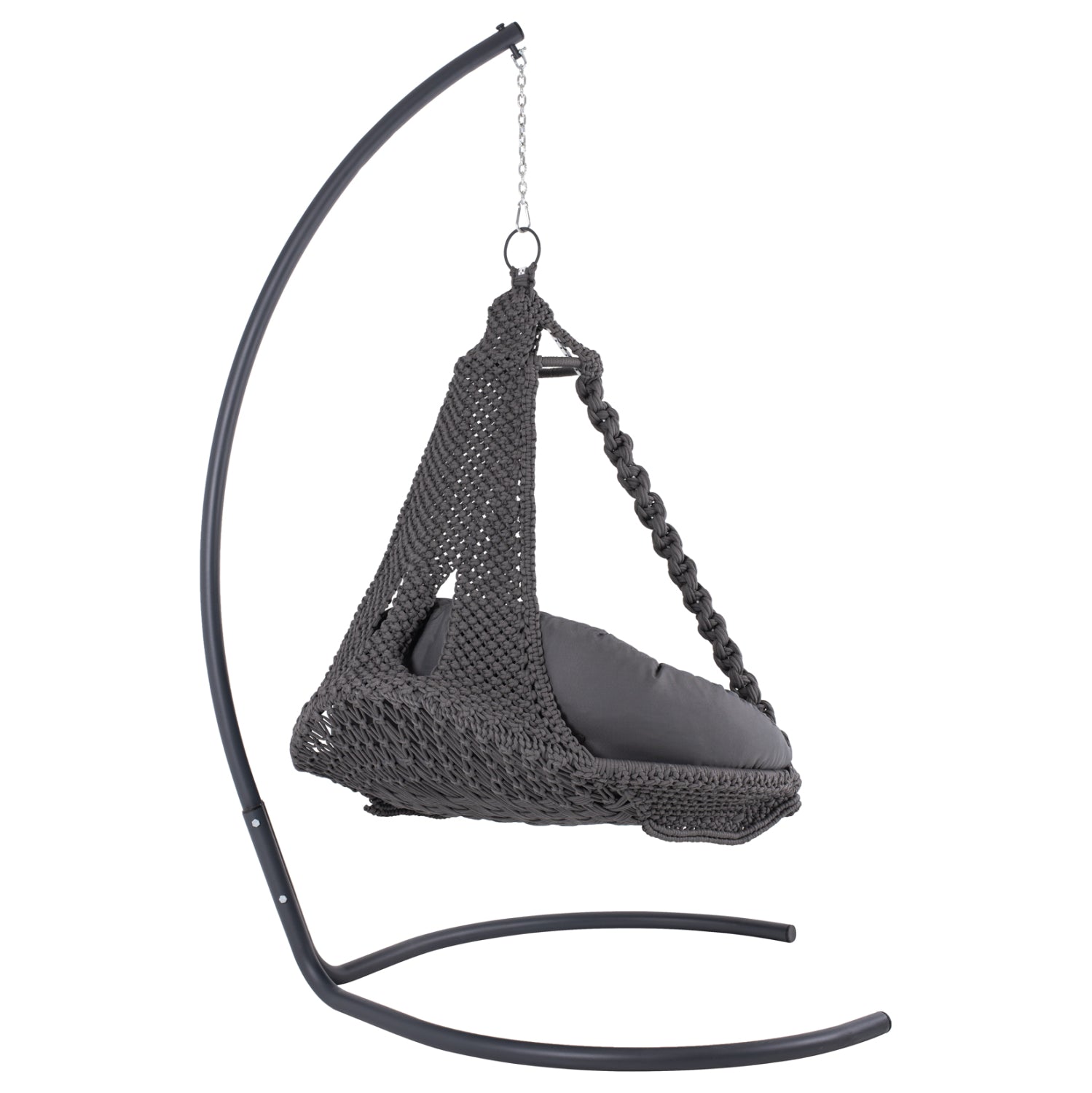 Висящо люлка August, макраме, метал, въглен, 123x113x145см.