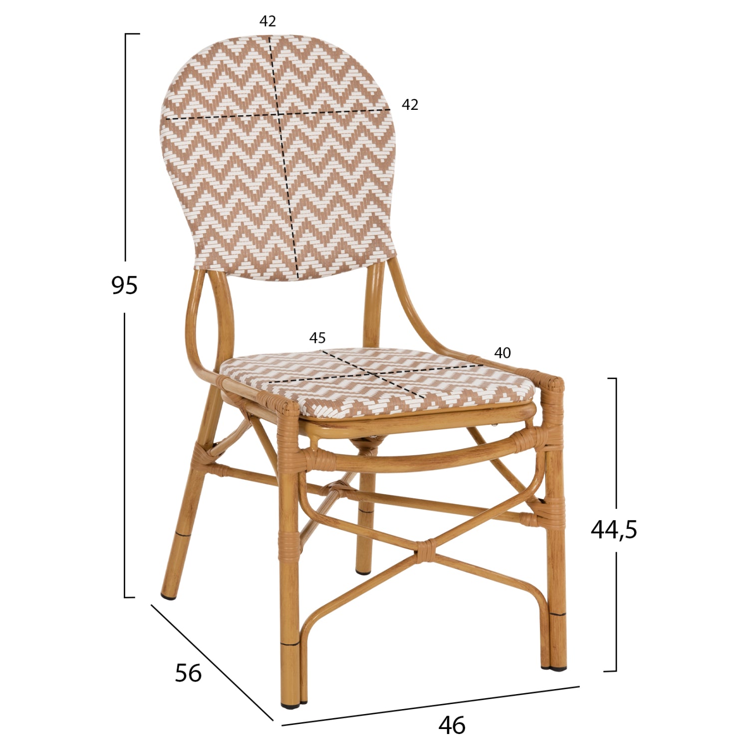 Стол BAMBOO цвят бял-натурал 46x56x95