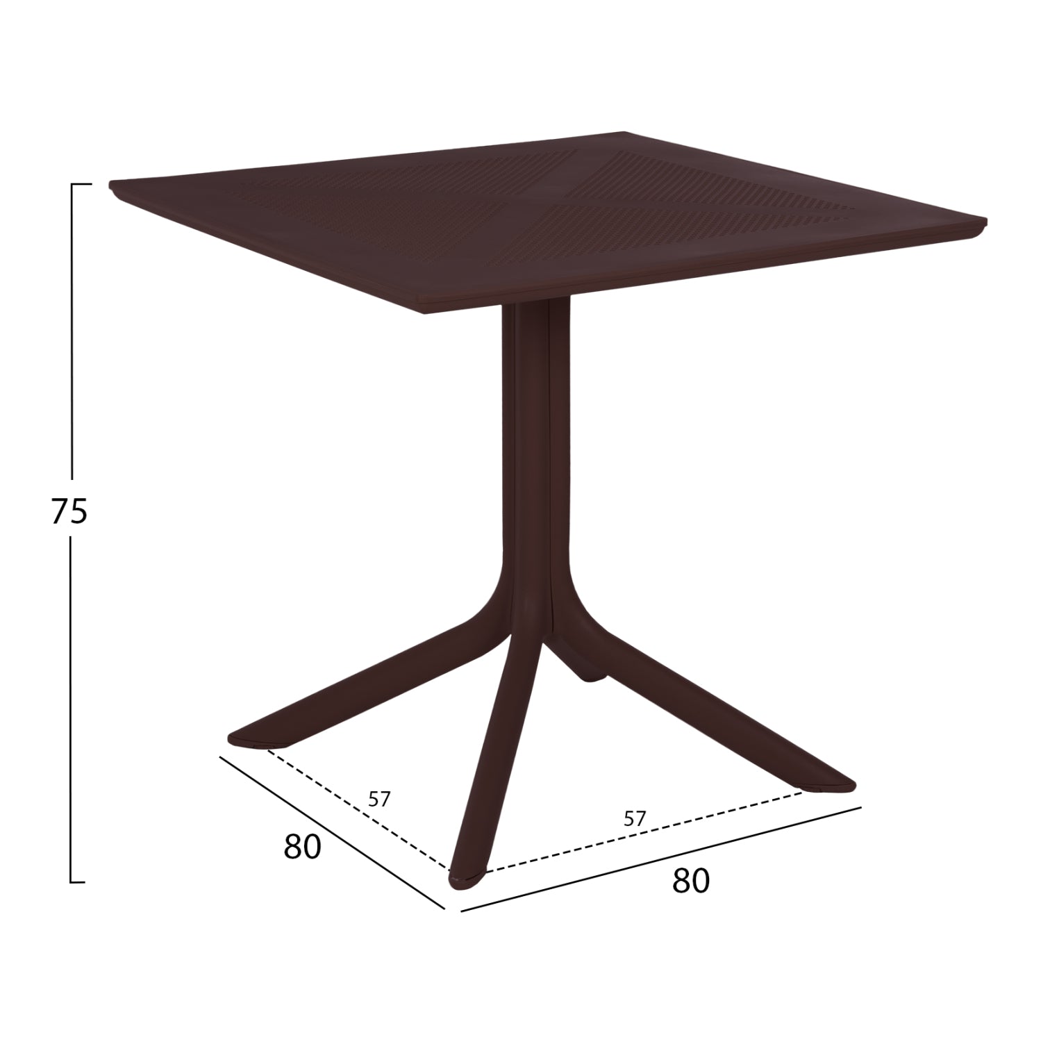 Градинска маса Сара кафяв цвят полипропилен 80x80x75см