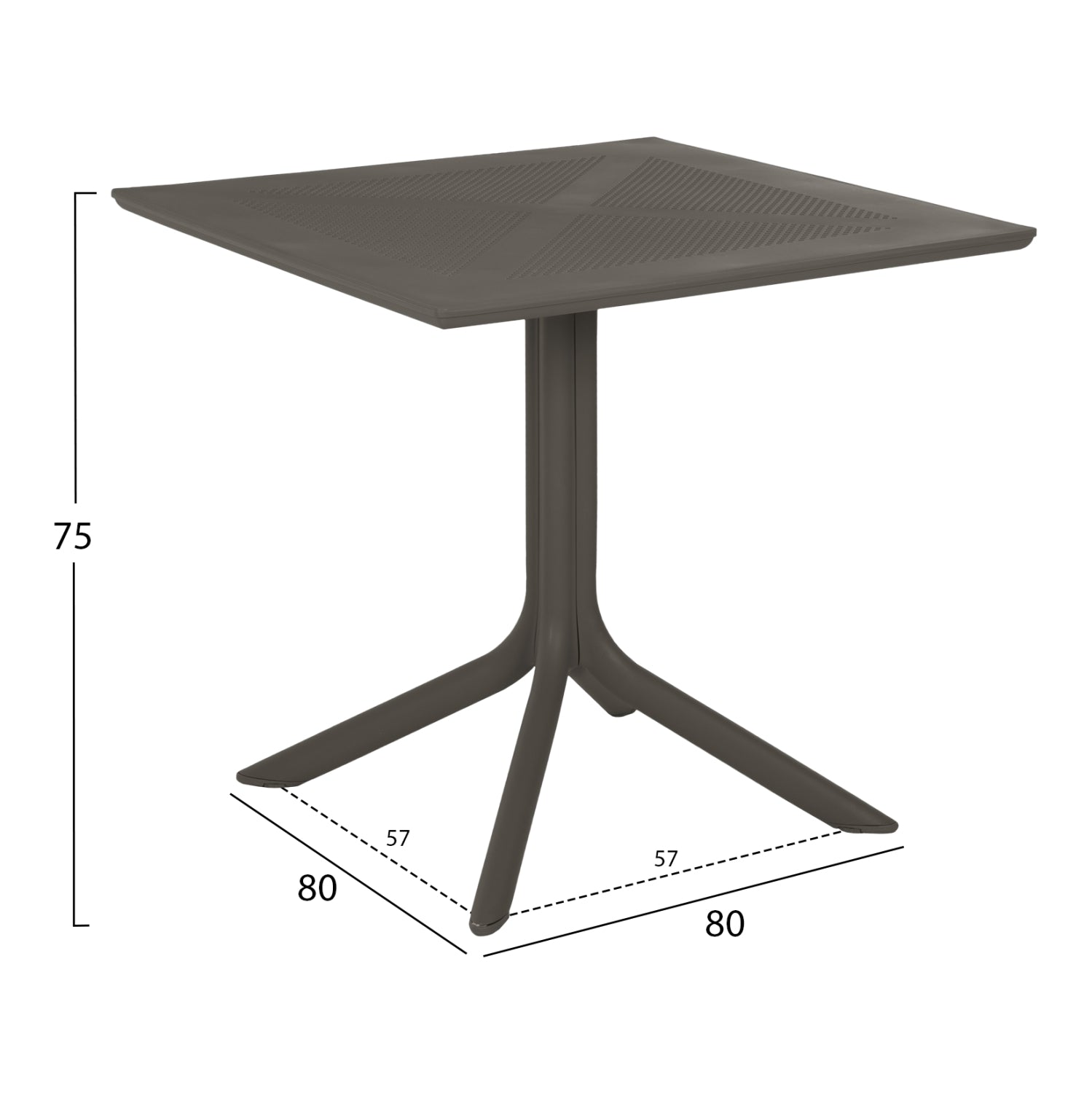 Квадратна полипропиленова маса Lunar цвят тъмна маслина 80x80x75см.