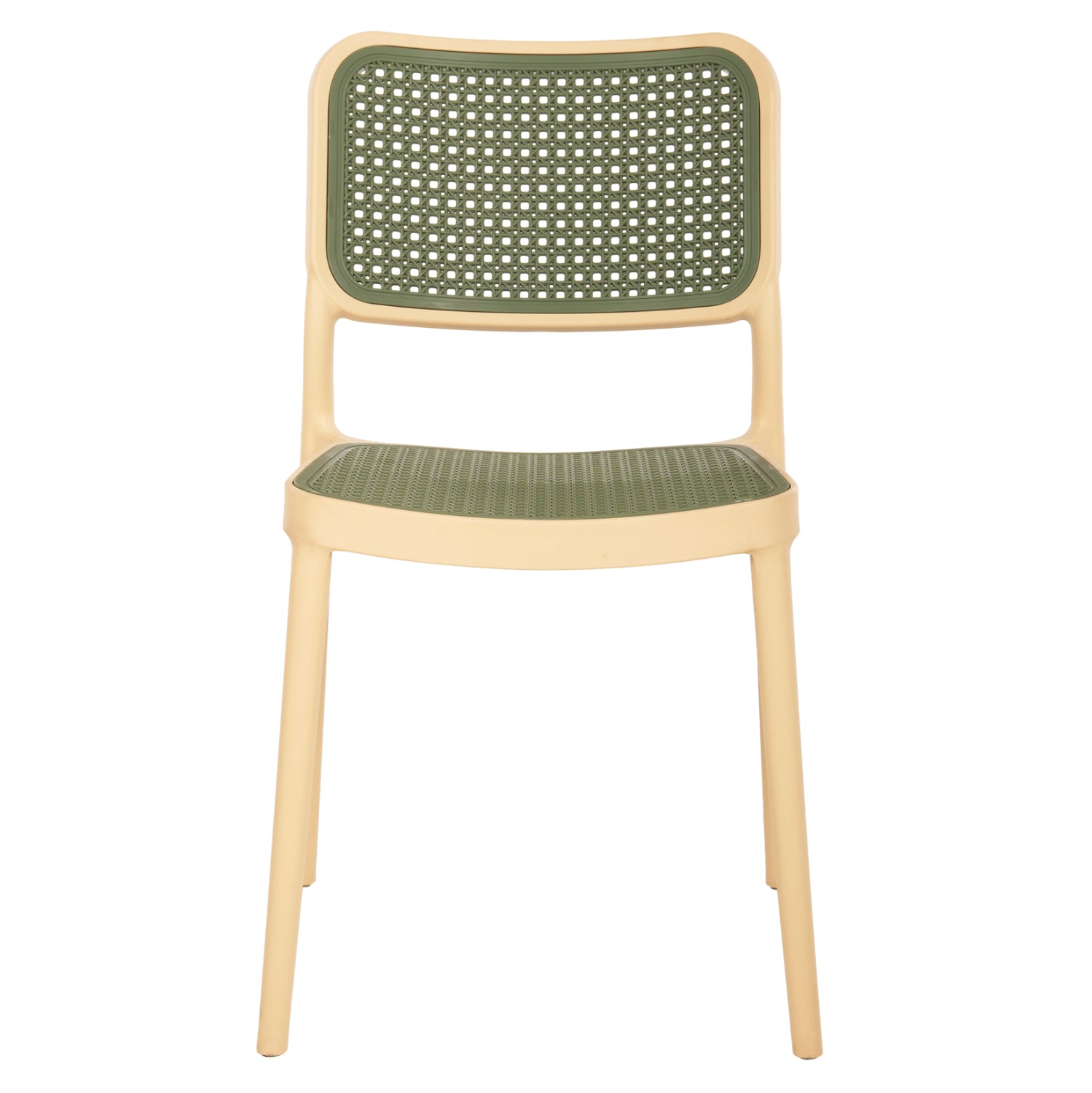 Полипропиленов стол MEKO , бежов с маслиново зелена ракита, 41x49x102см