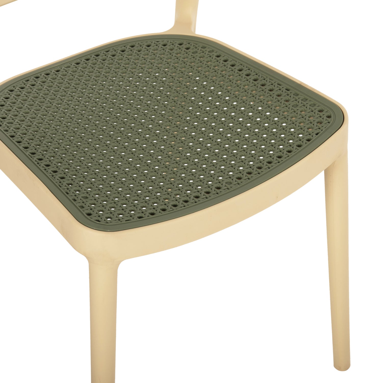 Полипропиленов стол MEKO , бежов с маслиново зелена ракита, 41x49x102см