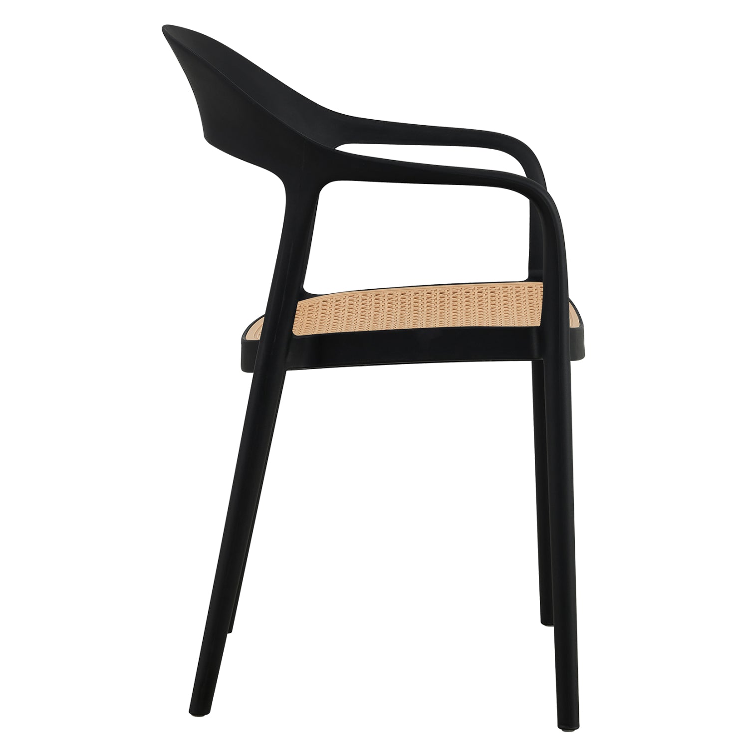 Полипропиленов стол Клео черен с бежова ракита 57x53x81h