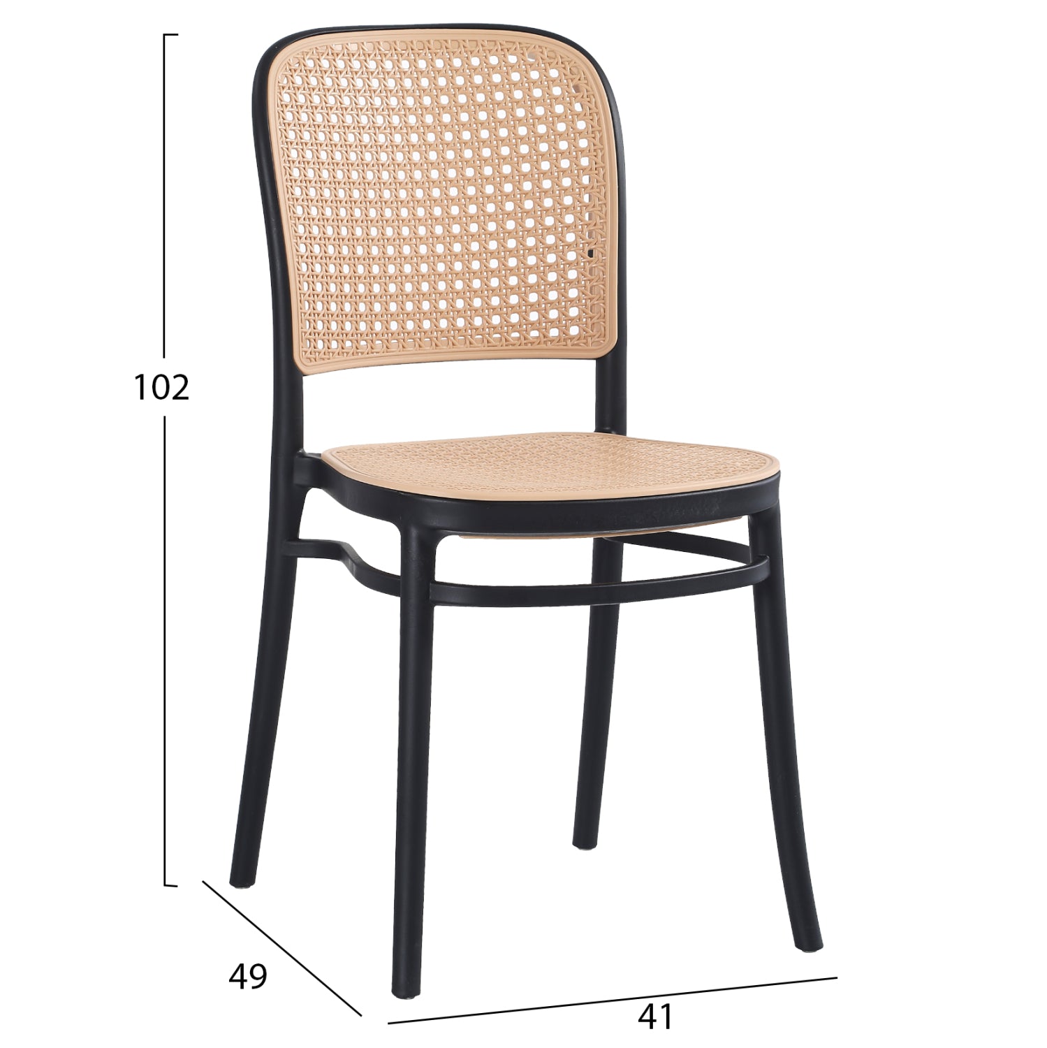 Стол Флоу цвят бежов-черен 41x53x85,5