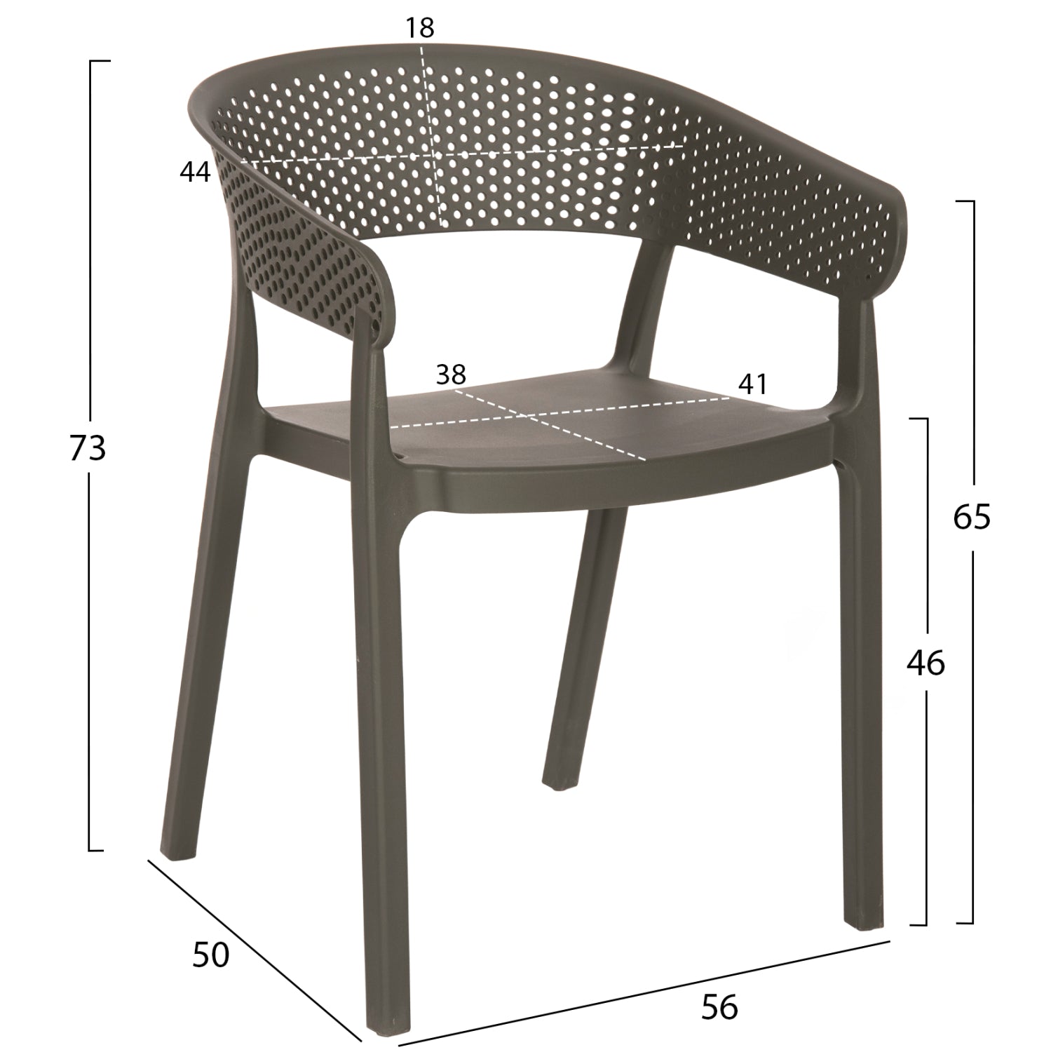 Стол PERFOE тъмно маслено зелен цвят 53,5x50,5x73