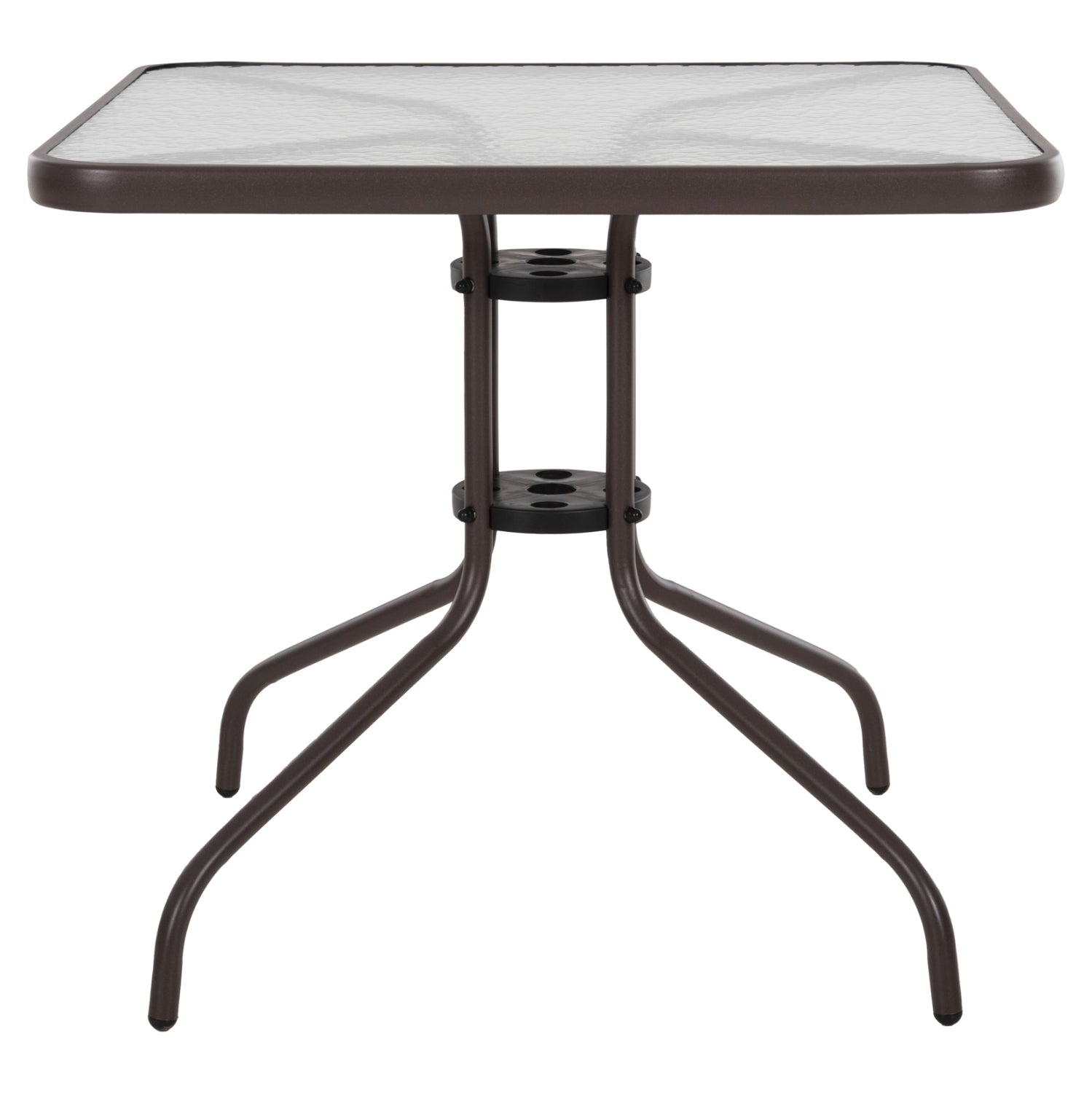 Градинска маса Figo, метал, кафяво-стъклена повърхност, 80x80x71см