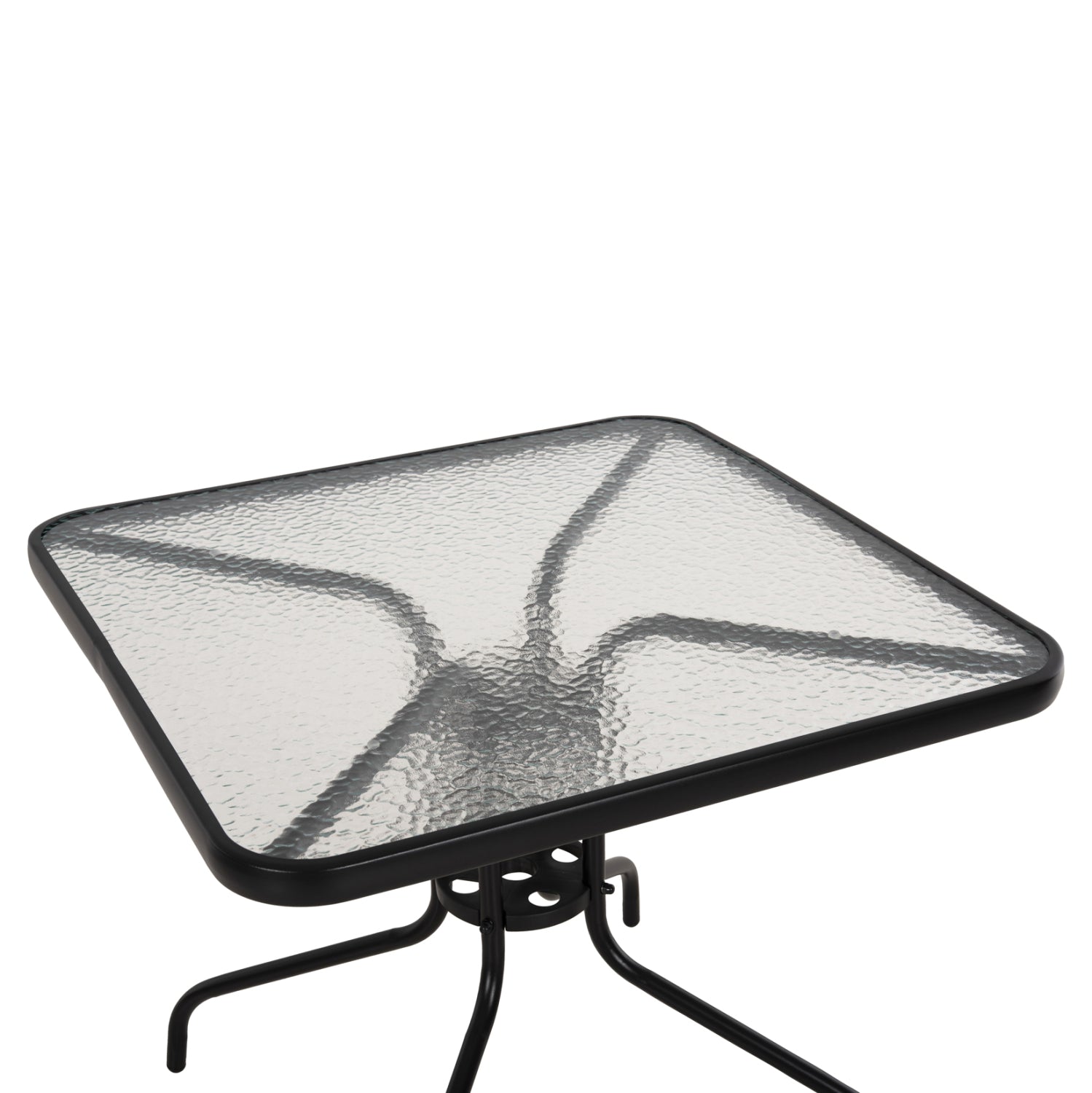 Градинска маса Figo, метал, черно-стъклена повърхност, 80x80x71см