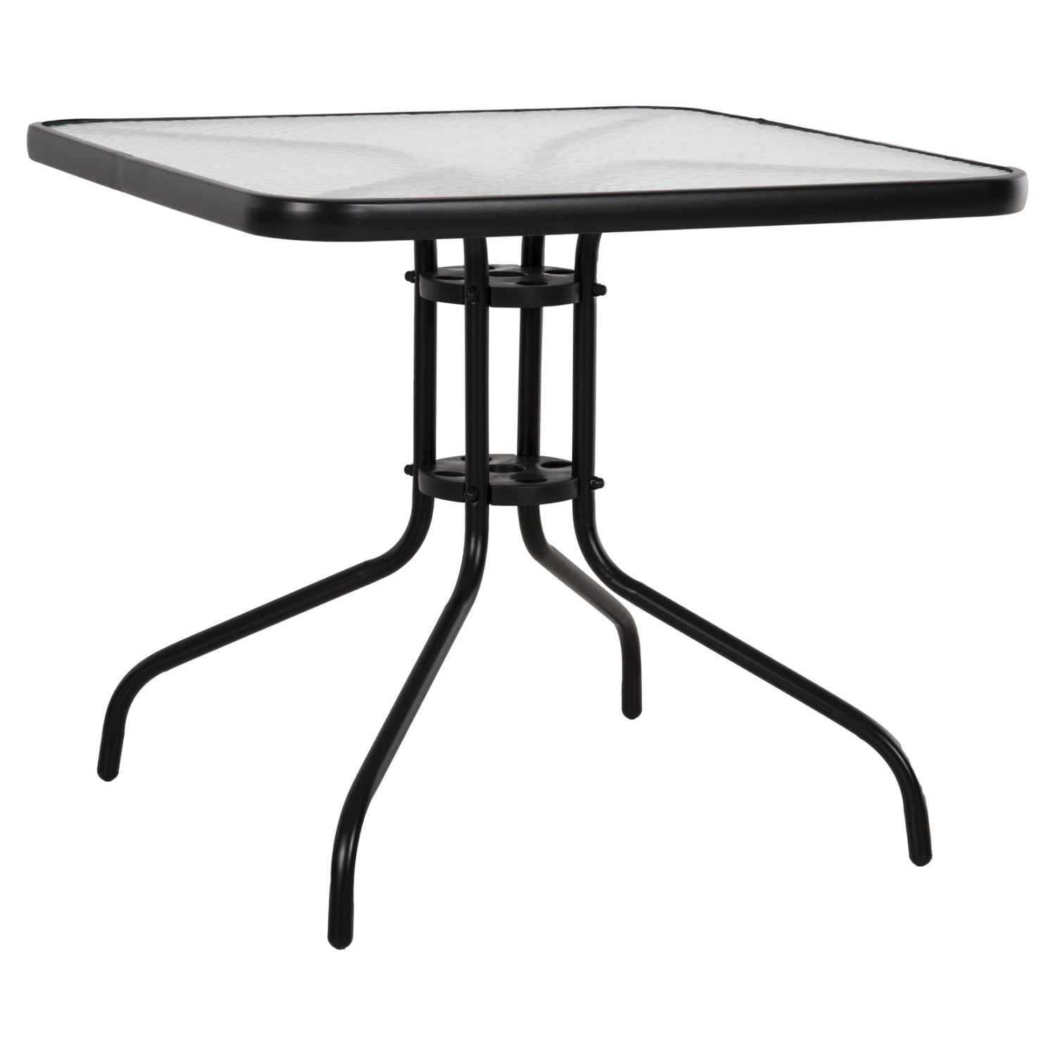 Градинска маса Figo, метал, черно-стъклена повърхност, 80x80x71см