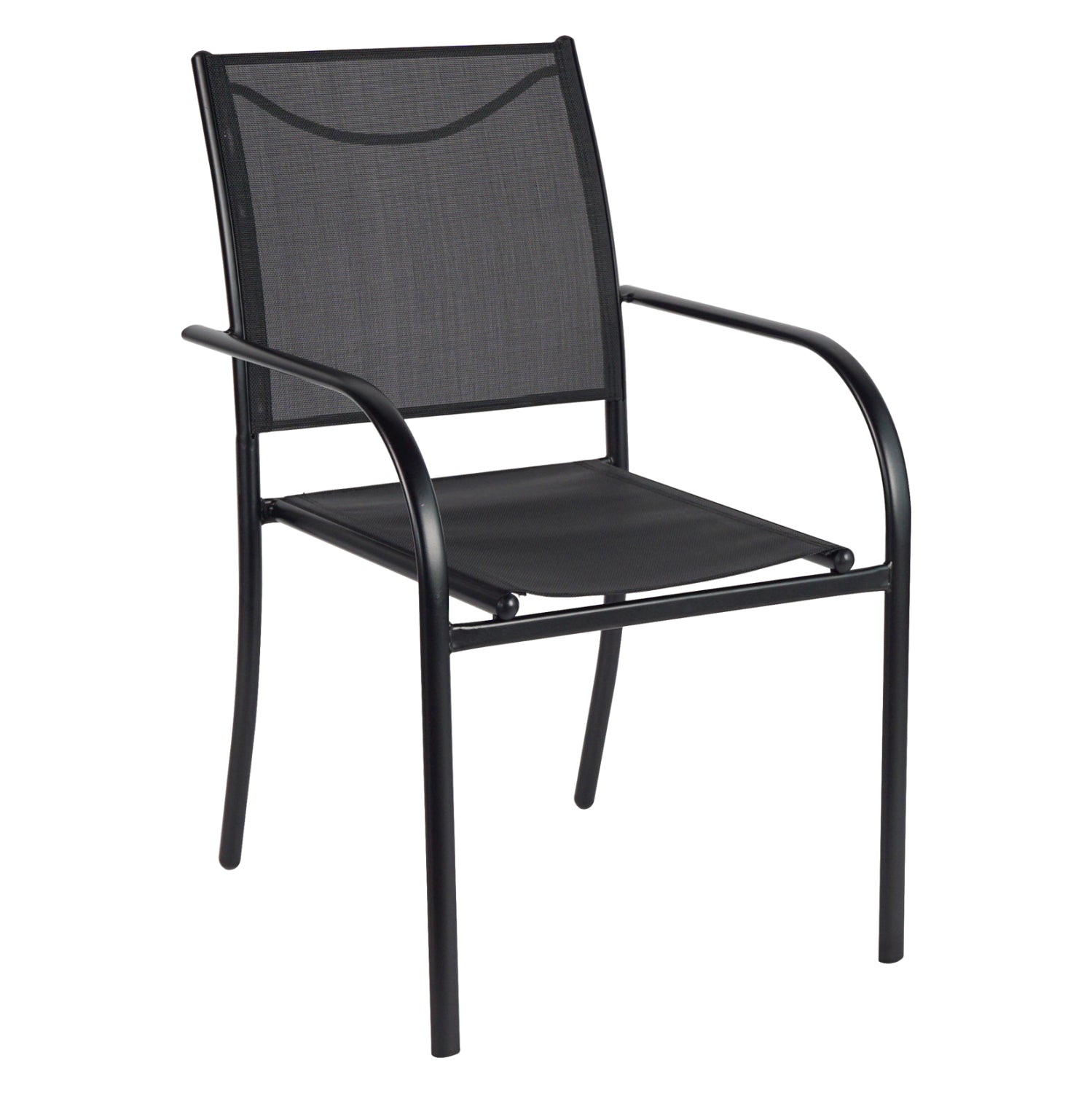 Градински стол Redan, черен метал - черен текстил, 56x60x88см