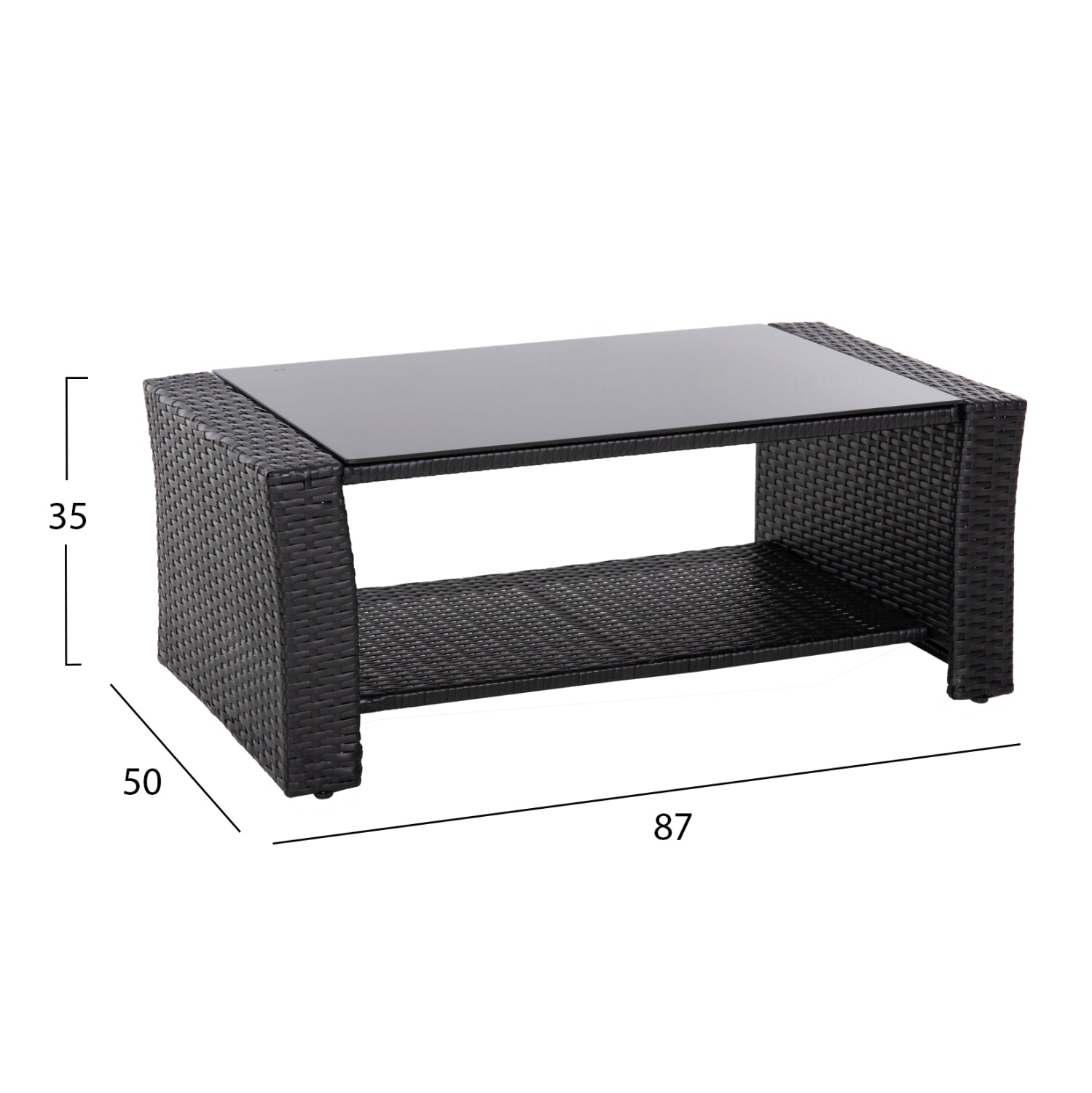 Градински комплект Тори цвят антрацит-бежов диван,2 кресла и маса : 87x50x35 см.