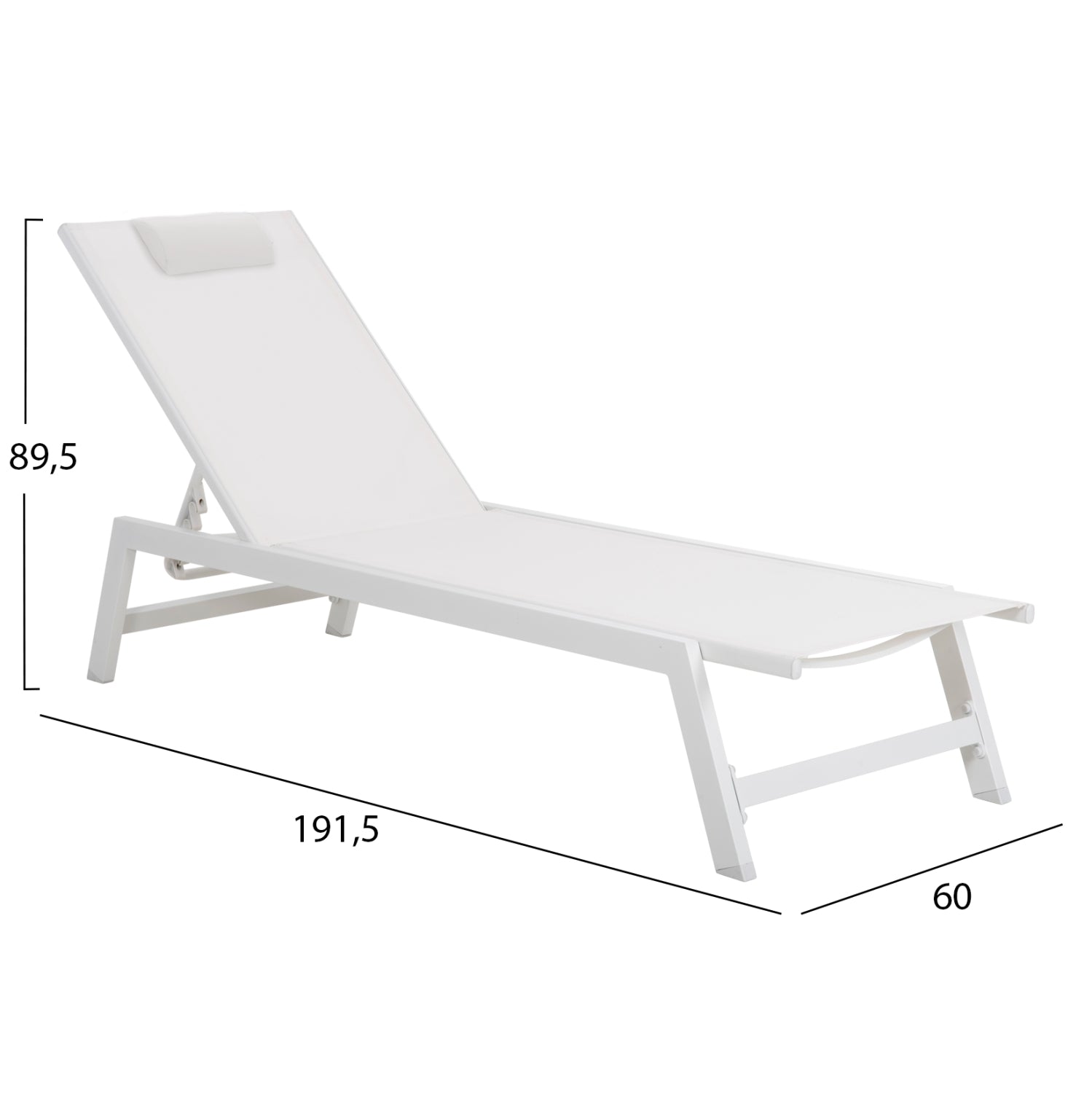 Шезлонг  RABIA  алуминиев /бял цвят 191,5x60x89,5