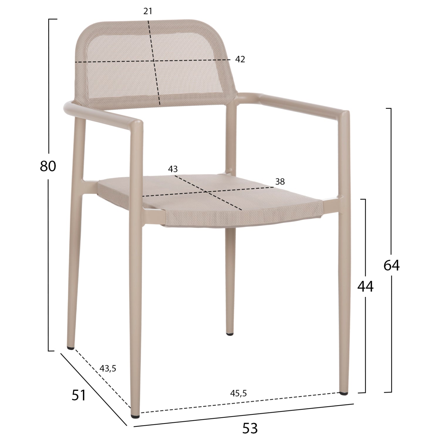 Кресло Рони цвят шампанско 53x51x80
