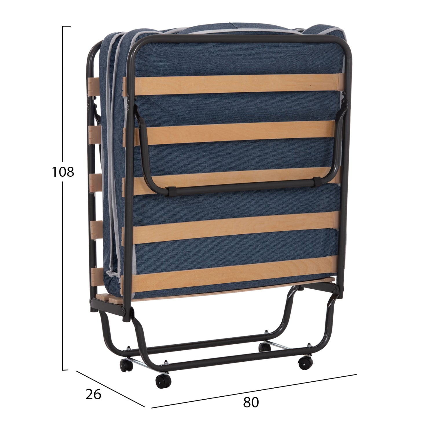 Италианско легло SLADE с колела и матрак 6,5см дънков вид 80x183x37,5см