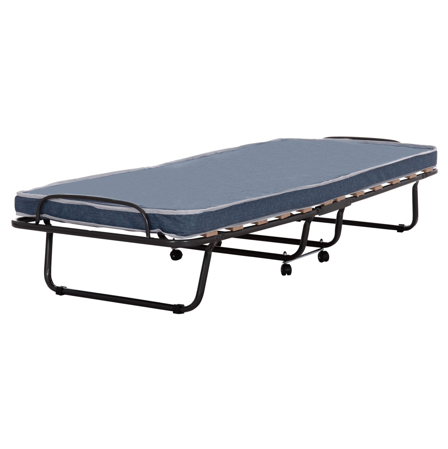 Италианско легло SLADE с колела и матрак 6,5см дънков вид 80x183x37,5см