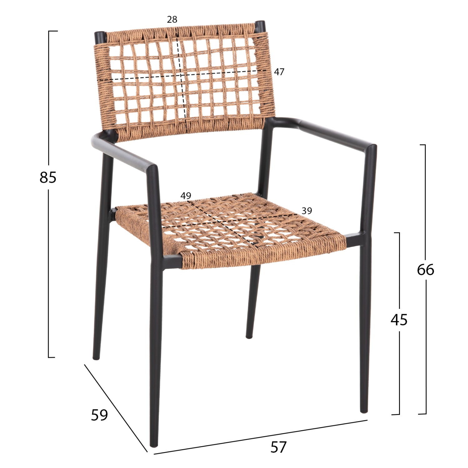 Стол Трилан цвят черен-сиво кафяв 57x59x85
