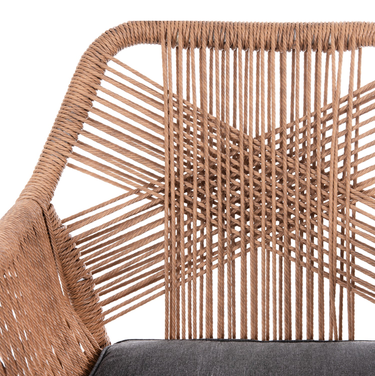 Фотьойл TOPINАлуминий Бял-PE Ратан Светлокафяв-Възглавница Сива 58x60x83H см