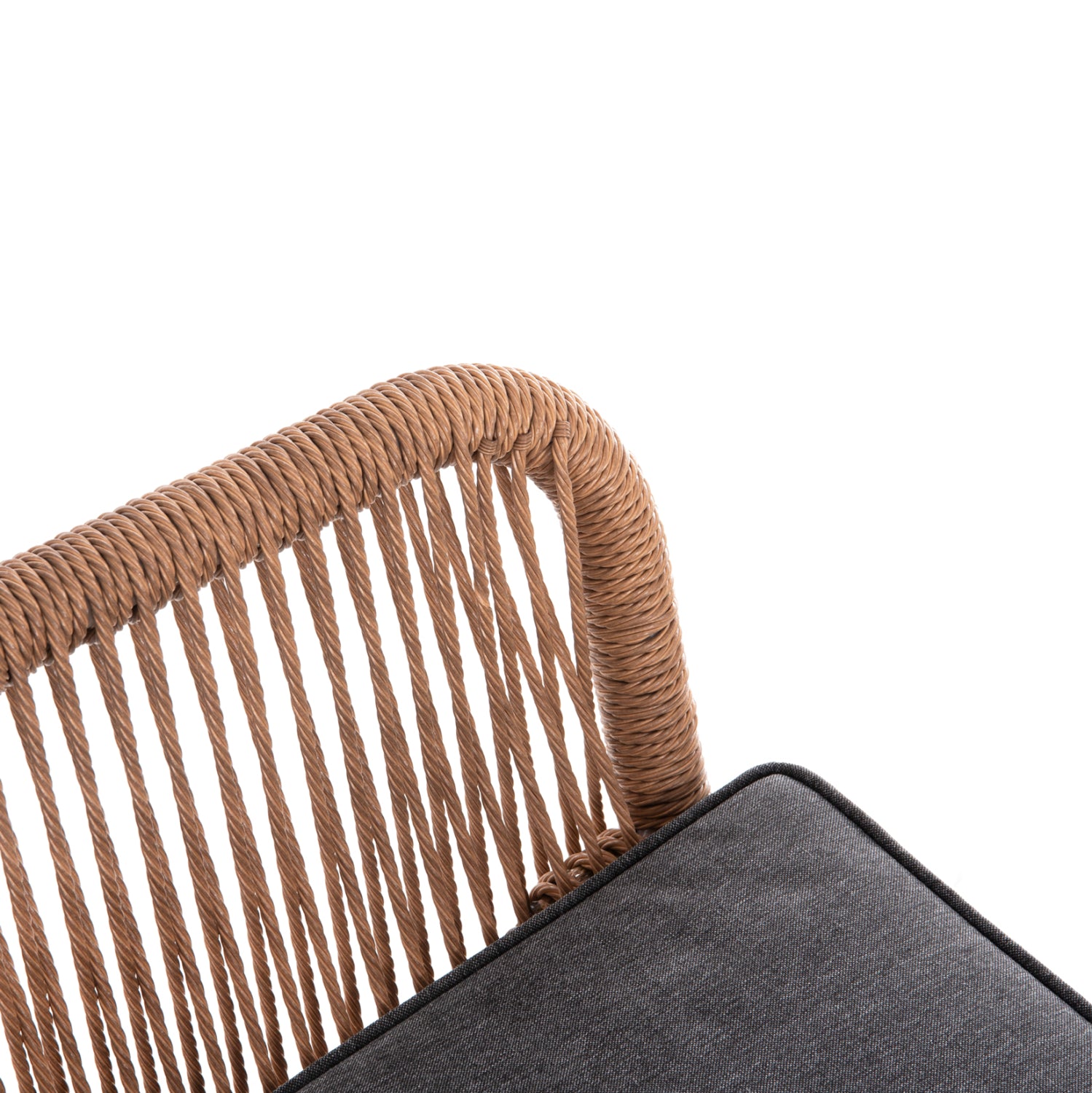 Фотьойл TOPINАлуминий Бял-PE Ратан Светлокафяв-Възглавница Сива 58x60x83H см