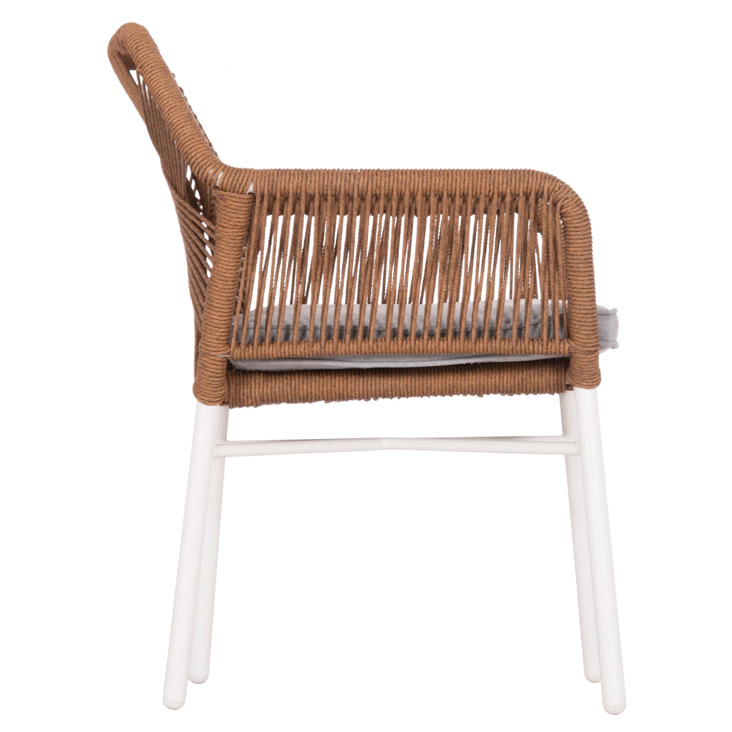 Фотьойл Topin, алуминиев, бял, pe ратан, бежов, 59x63x81см