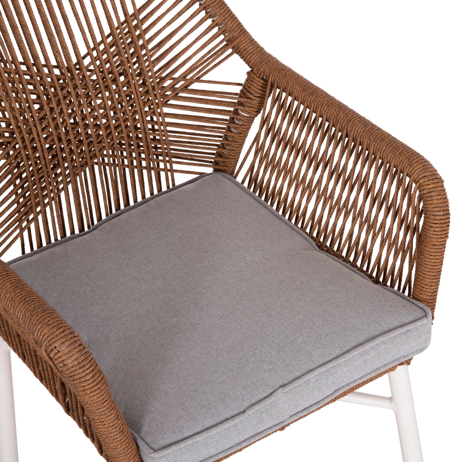 Фотьойл Topin, алуминиев, бял, pe ратан, бежов, 59x63x81см