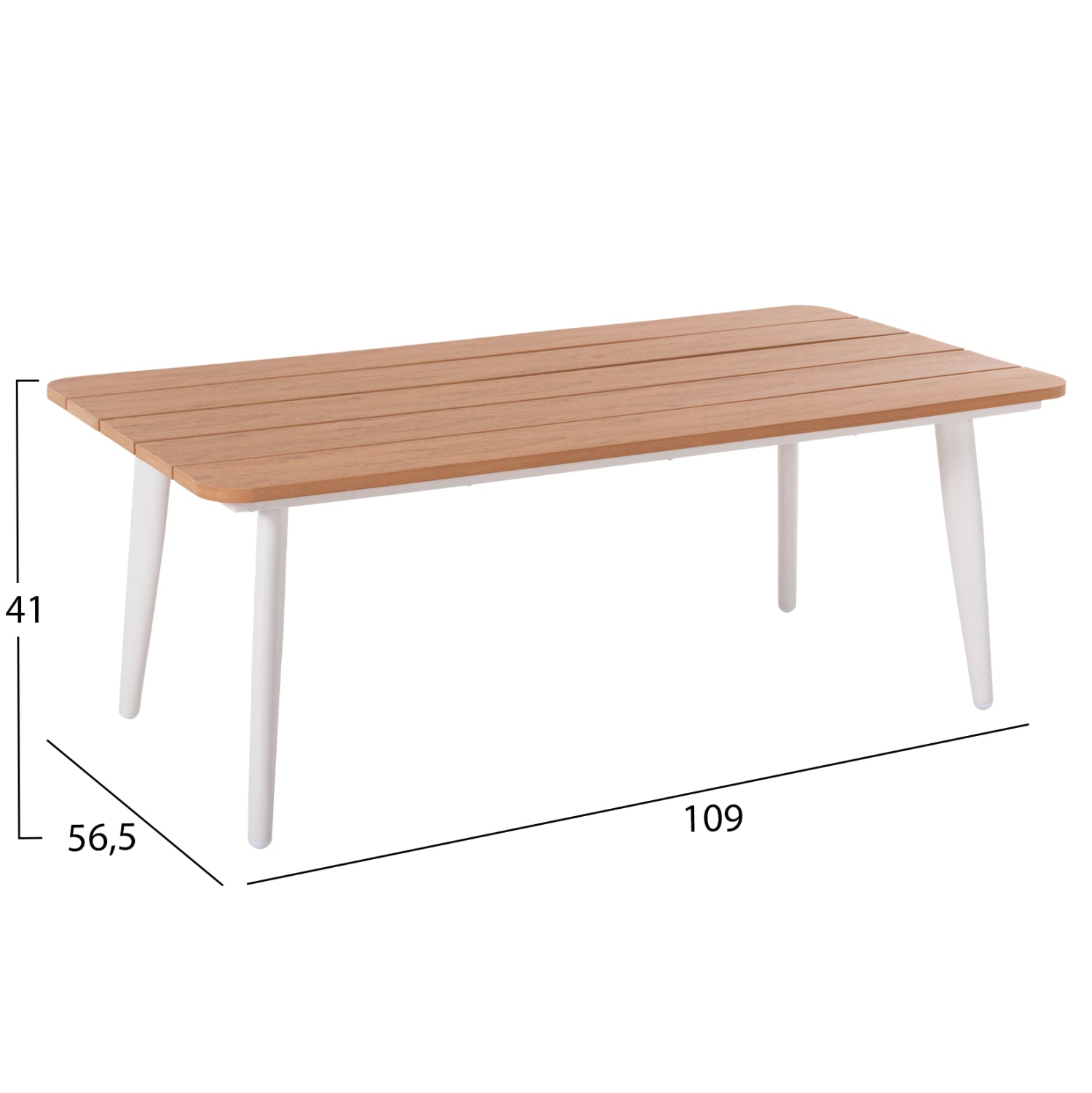 Комплект градински Дрим алуминий цвят бял-натурал с маса 109x56.5x41