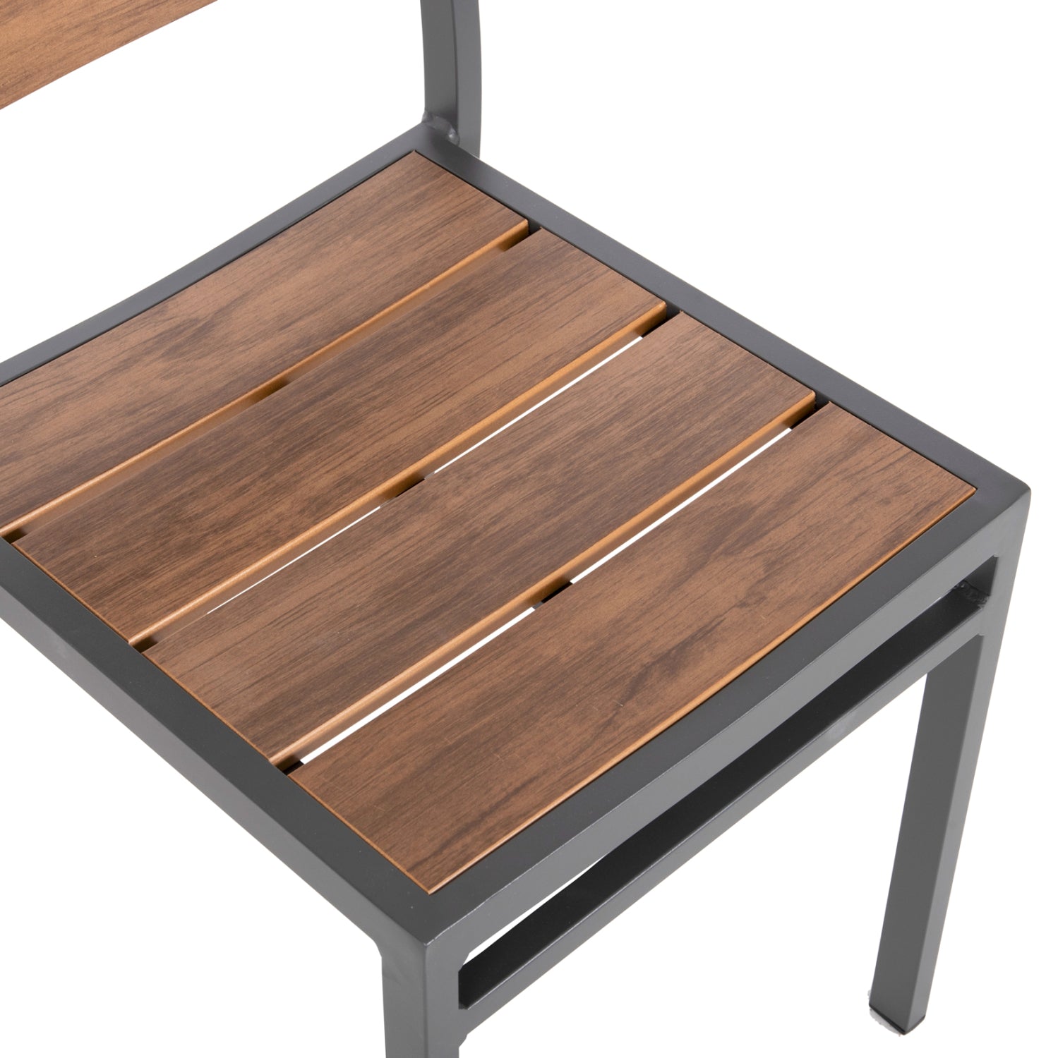 Алуминиев стол Saga тъмно сив с полидърво 46x52x86см