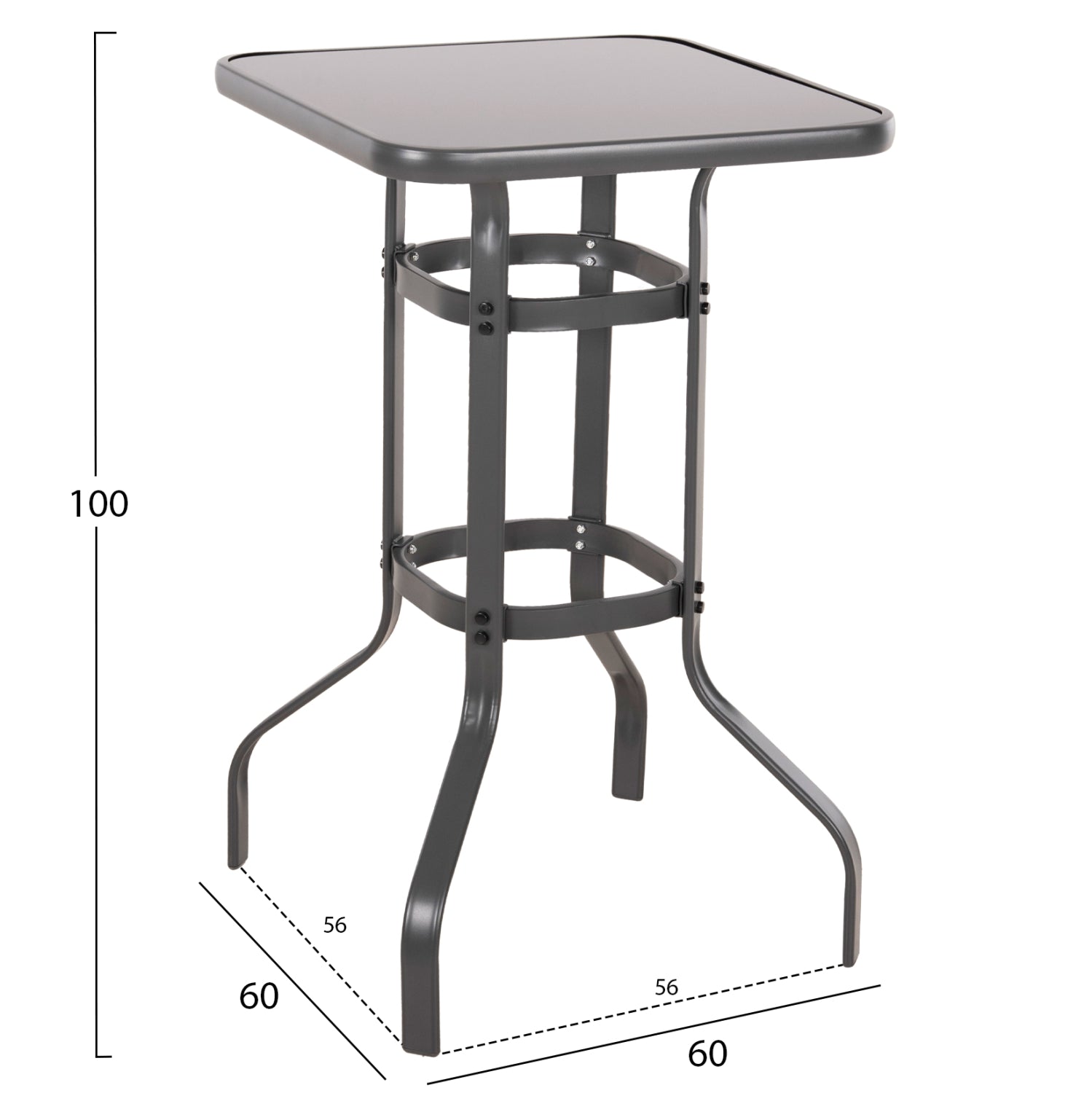Бар маса FIGGY сив цвят 60x60x100см