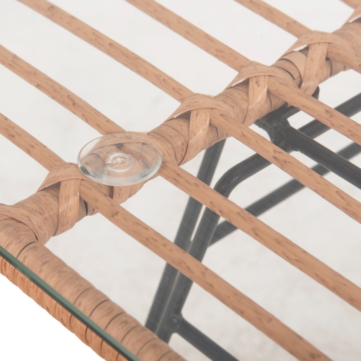 Ниска външна маса Allegra черен метал-бежов, от ракита, 95x55x51,5 см